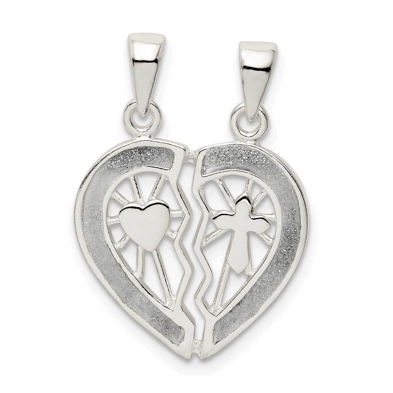 Glitter Infused Break Apart Heart Pendant Sterling Silver QC9507, MPN: QC9507, 886774086965