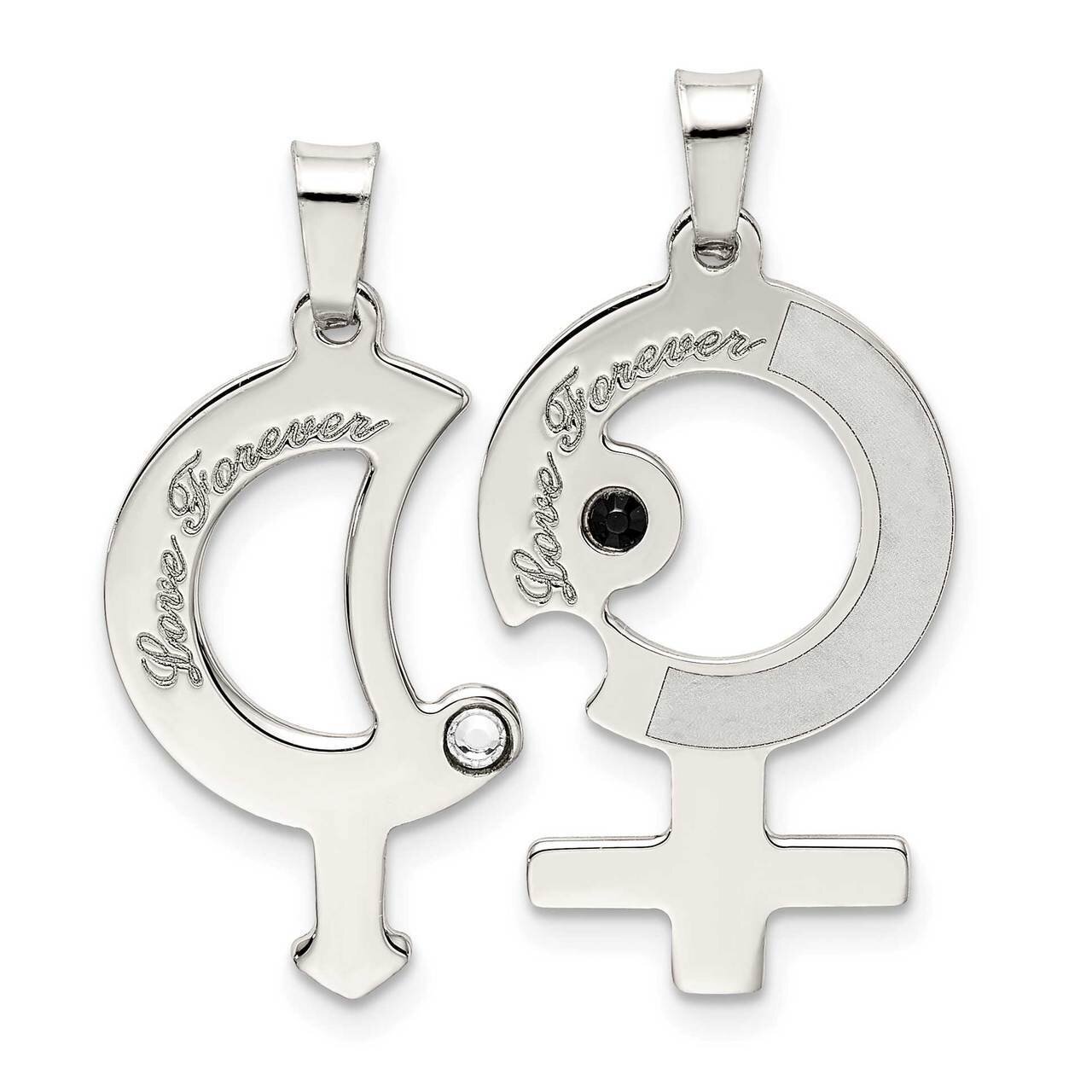 Male/Female Breakapart Symbols Pendant Sterling Silver CZ Diamond QC9508, MPN: QC9508, 883957936000
