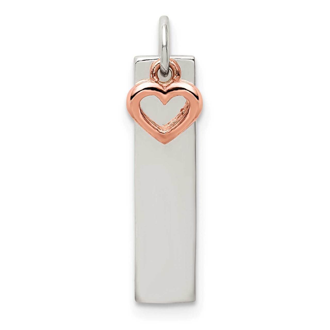 Rose-tone Bar Heart Charm Sterling Silver QC9510, MPN: QC9510, 886774100012