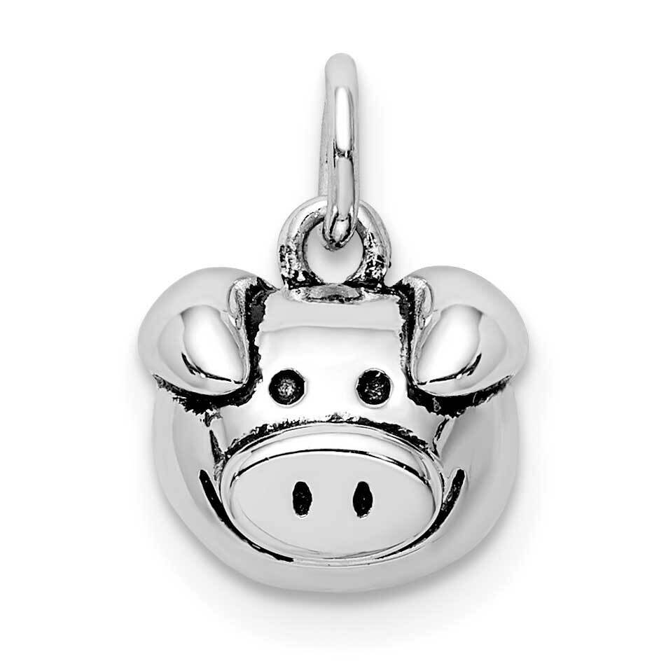 Antiqued Pig Head Pendant Sterling Silver Rhodium-plated QC9523, MPN: QC9523, 883957953793
