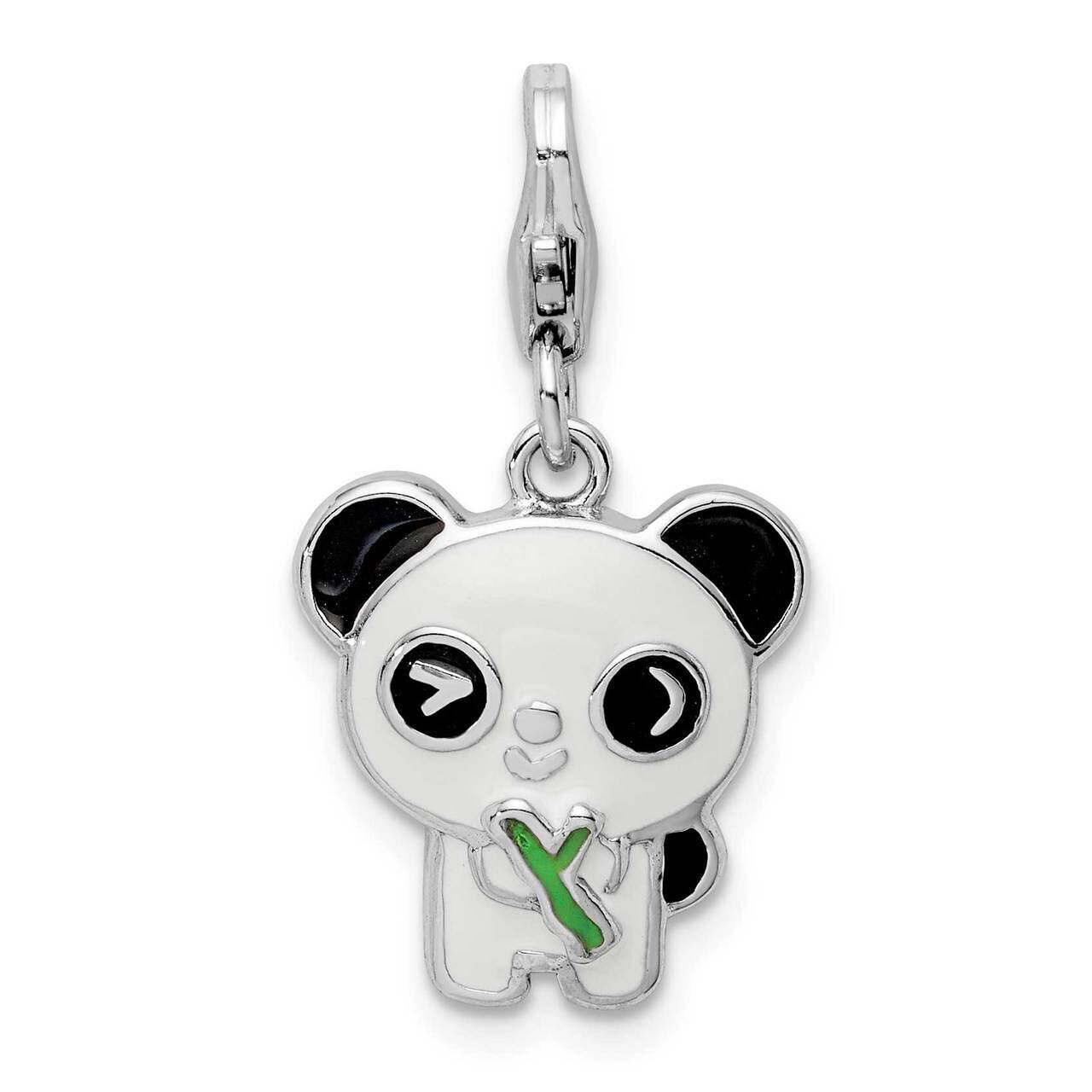 Enameled Panda with Lobster Clasp Charm Sterling Silver Rhodium-plated QC9524, MPN: QC9524, 8867741…