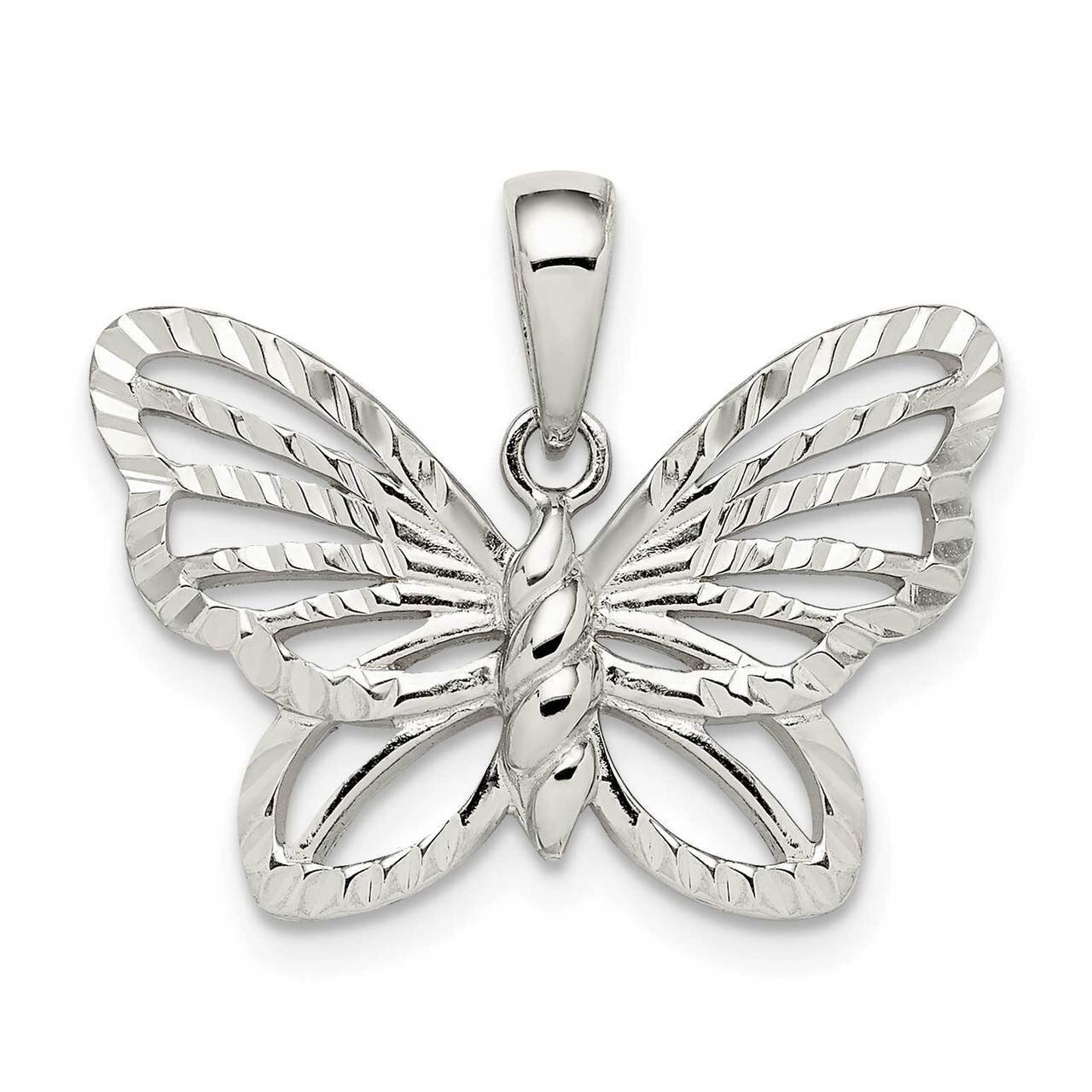Butterfly Pendant Sterling Silver Diamond-cut QC9539, MPN: QC9539, 886774078397