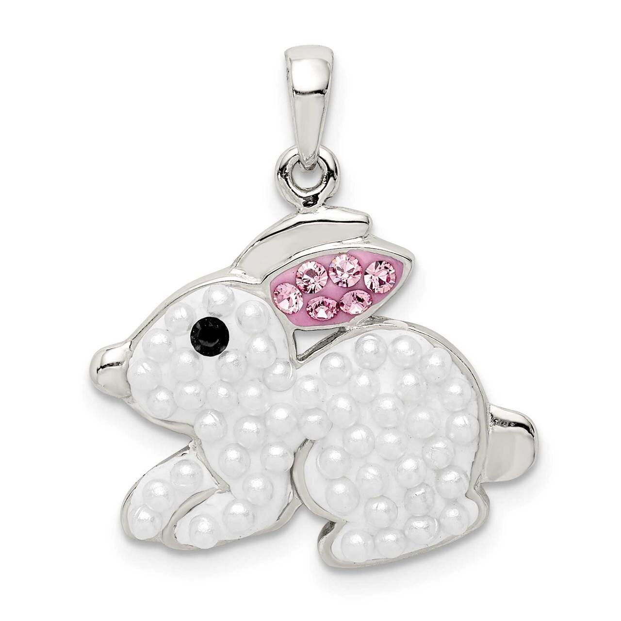Imitation Pearl &amp; Preciosa Crystal Rabbit Pendant Sterling Silver QC9543, MPN: QC9543,