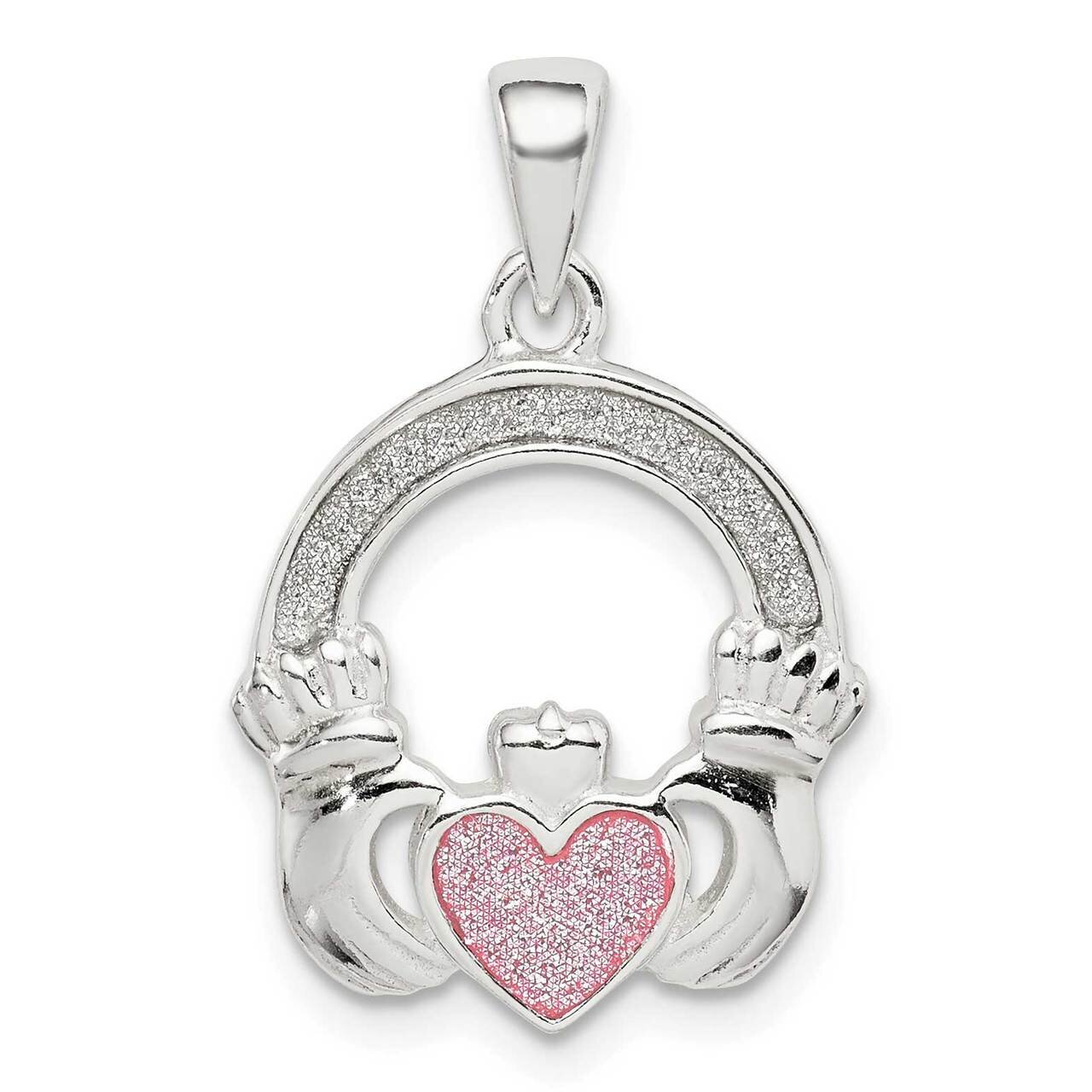 Glitter Infused Claddagh Pendant Sterling Silver QC9560, MPN: QC9560, 886774048673