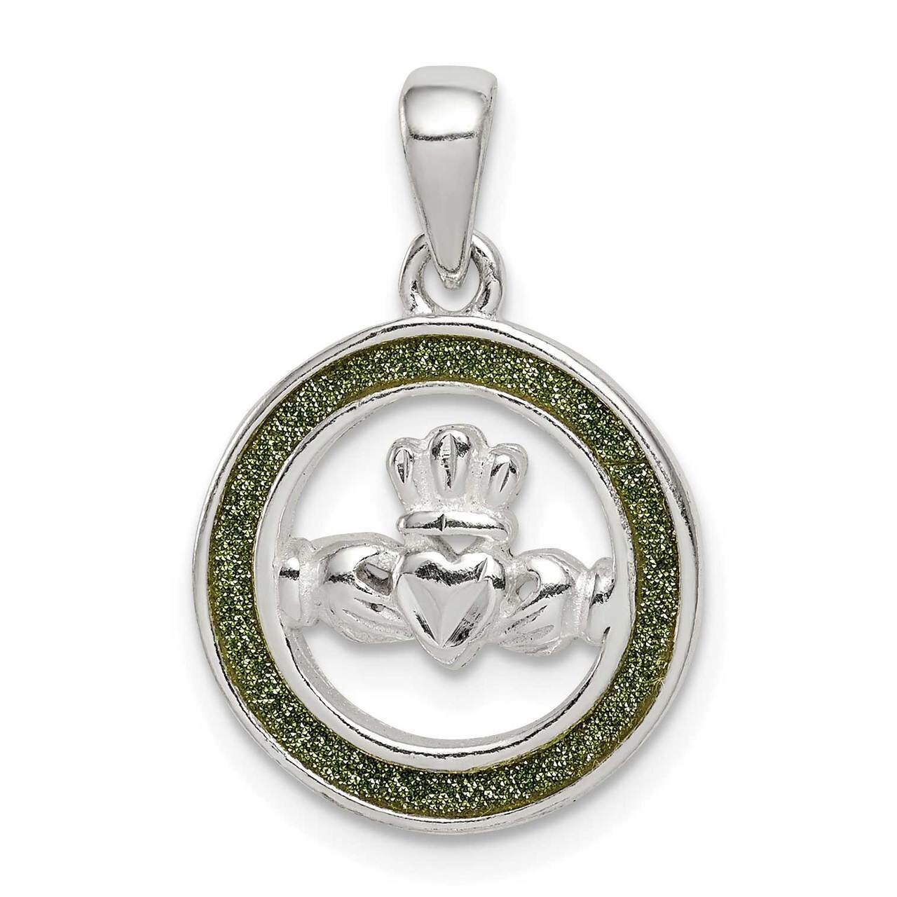 Glitter Infused Claddagh Pendant Sterling Silver QC9561, MPN: QC9561, 886774038117