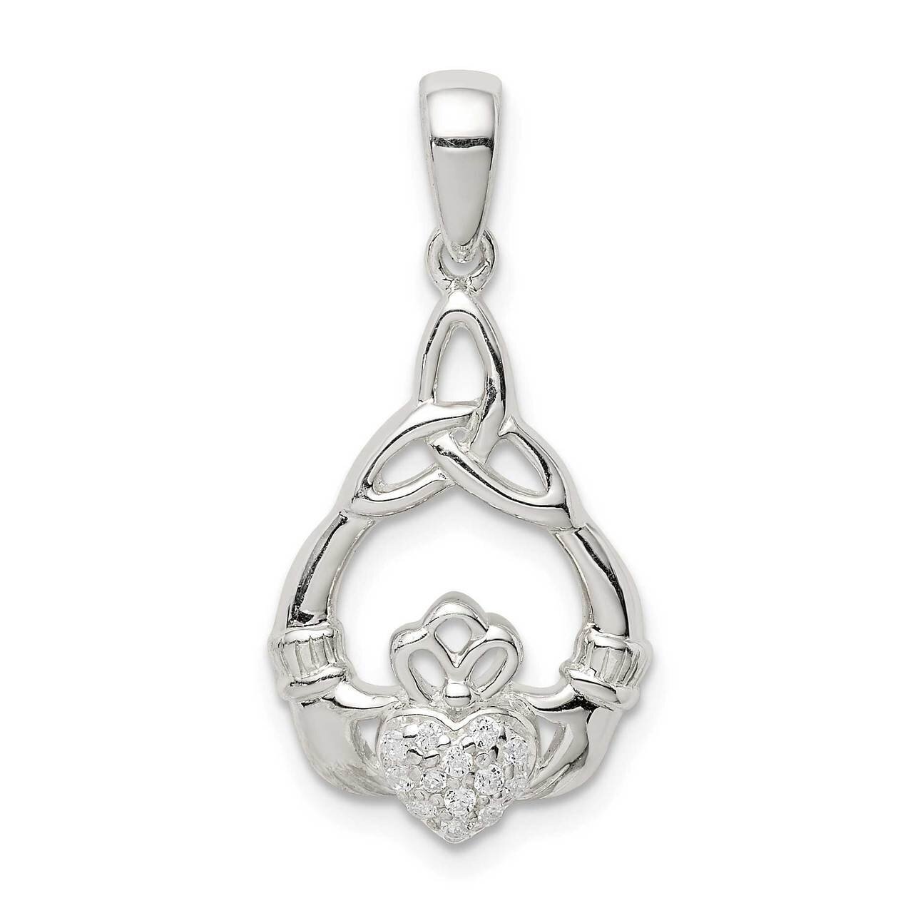 Claddagh with Trinity Knot Pendant Sterling Silver Polished CZ Diamond QC9563, MPN: QC9563, 8867741…
