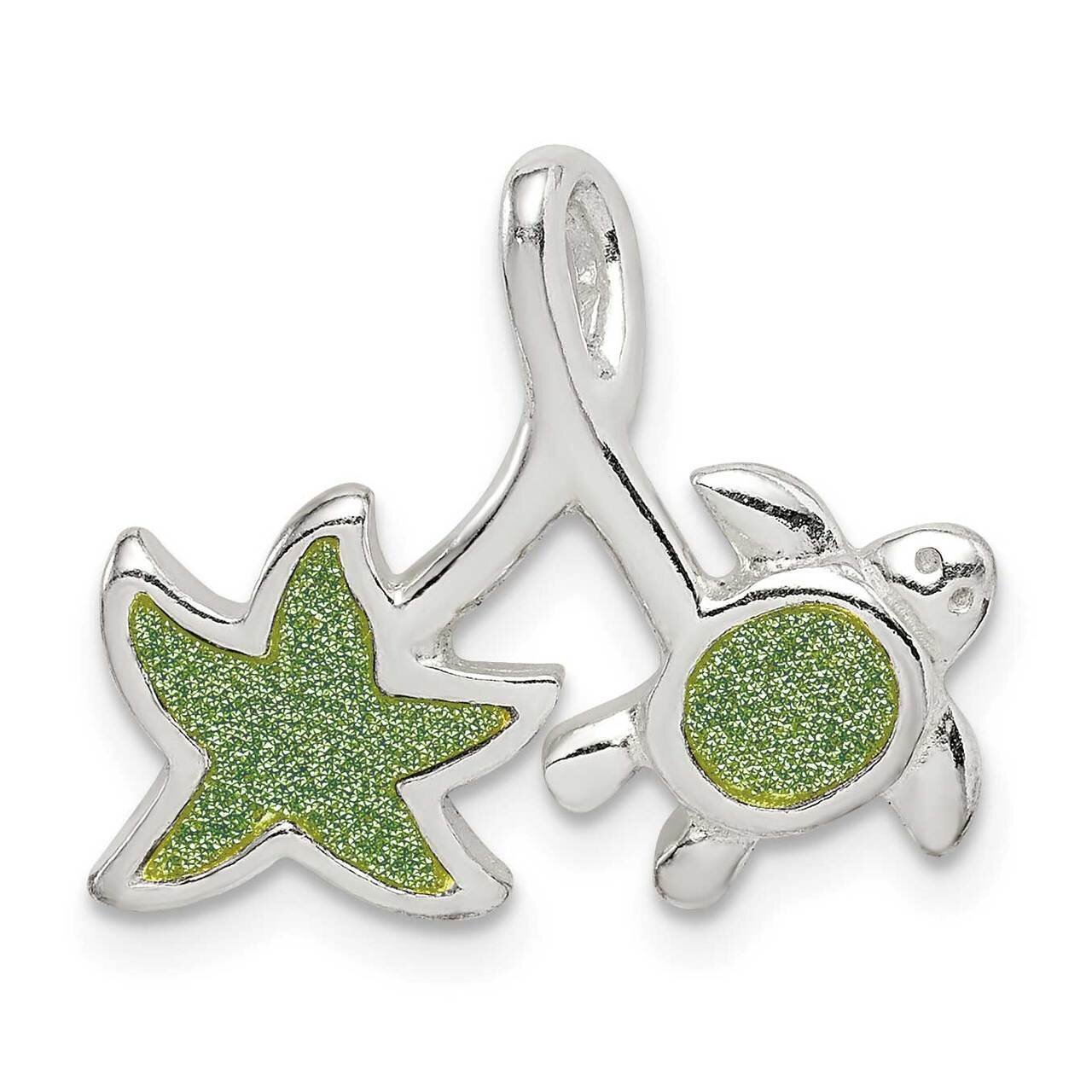 Glitter Infused Star Fish and Turtle Chain Slide Sterling Silver QC9568, MPN: QC9568, 886774082431