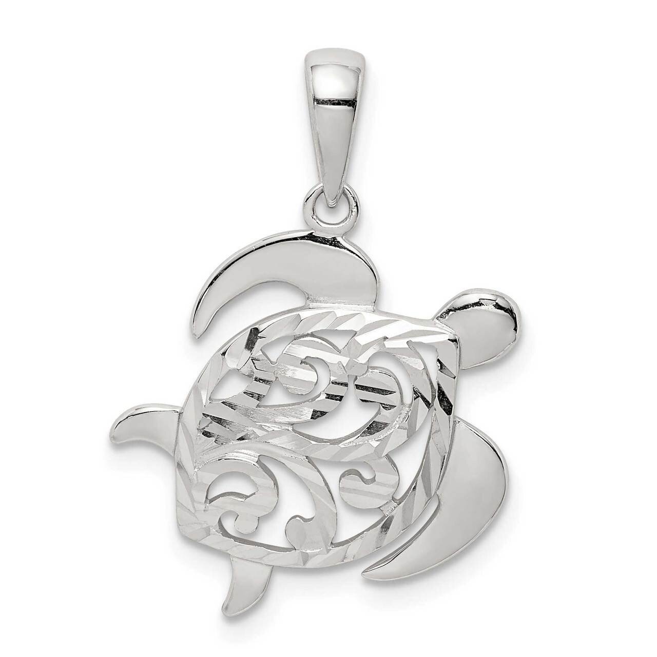 Turtle Pendant Sterling Silver Diamond-cut QC9579, MPN: QC9579, 883957871936