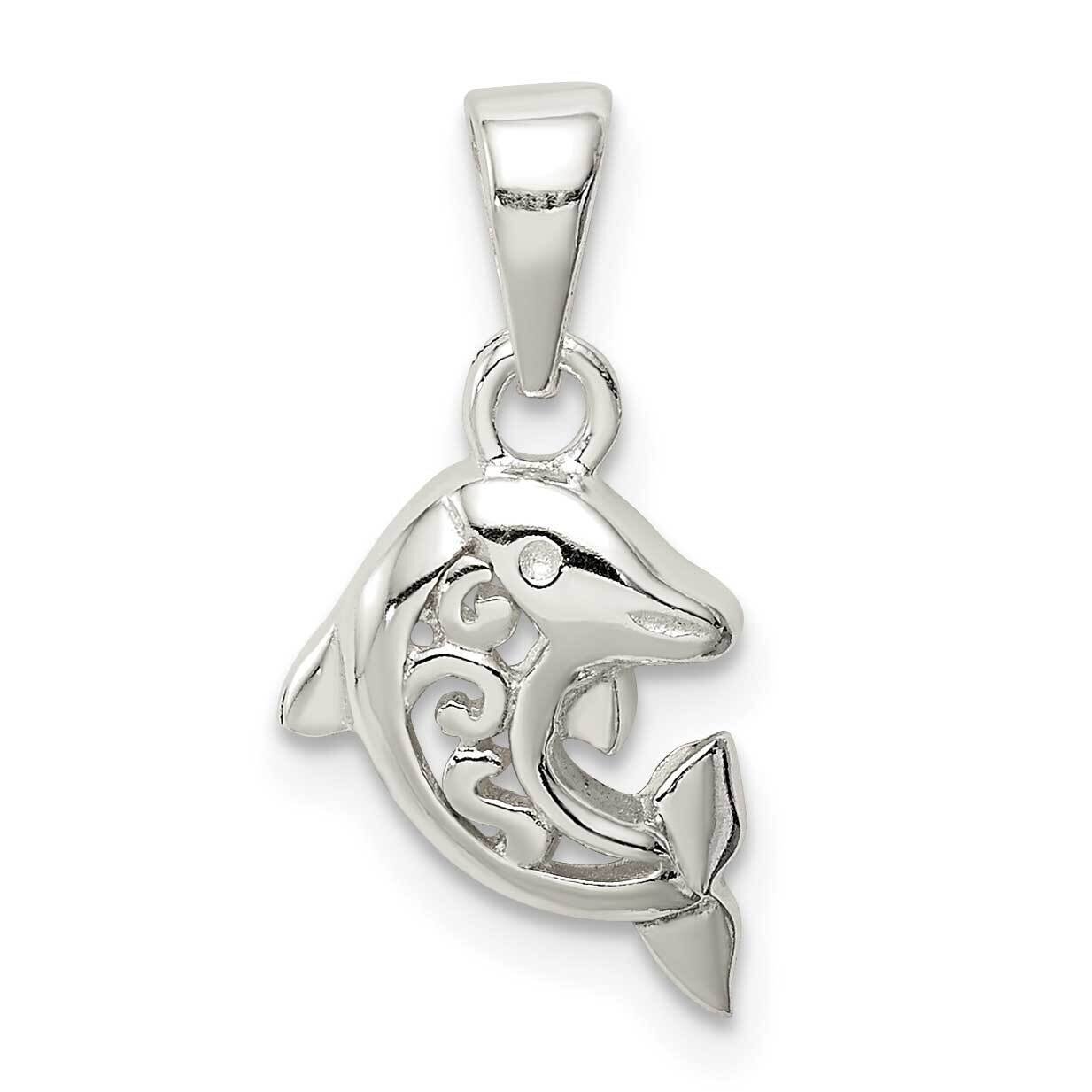 Dolphin Pendant Sterling Silver Polished QC9582