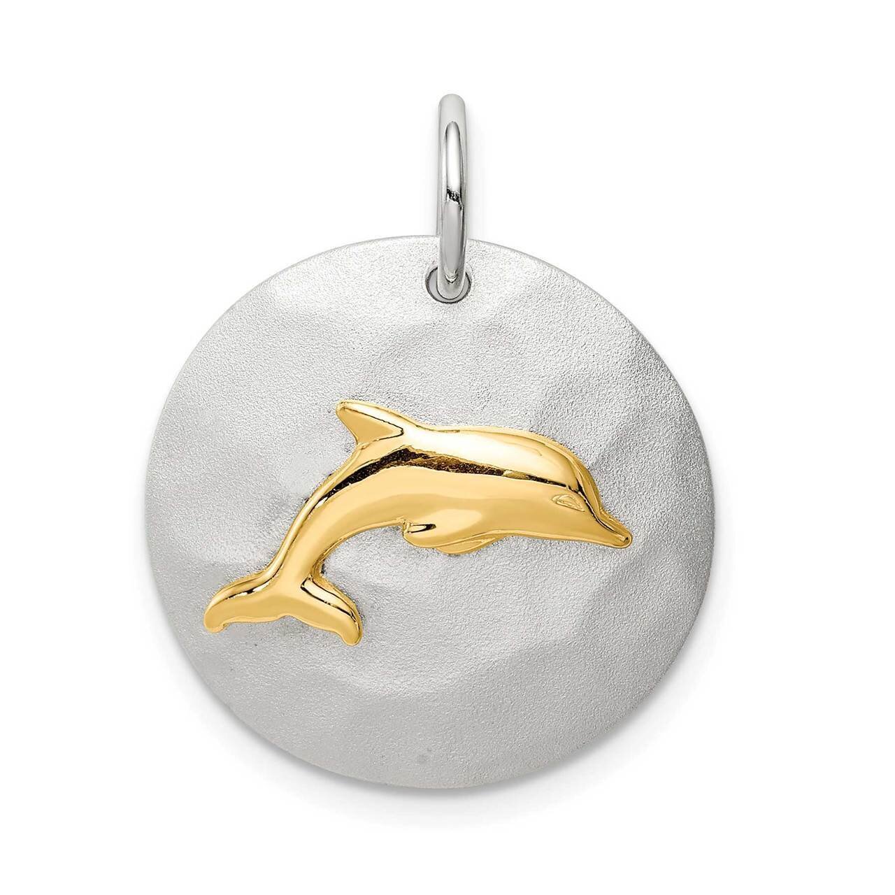 Dolphin Brushed Pendant Sterling Silver Gold-tone QC9584, MPN: QC9584, 883957982359