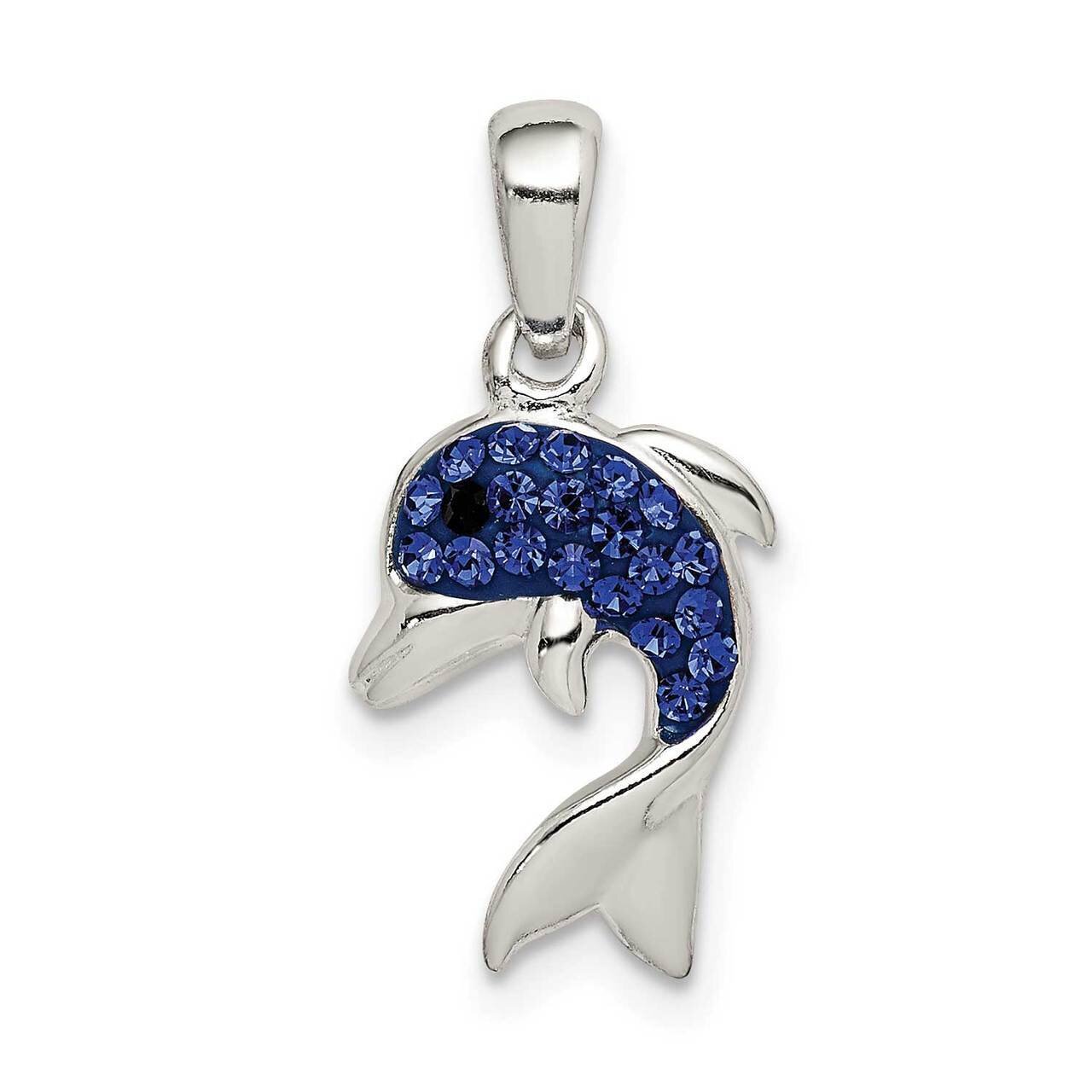 Blue Preciosa Crystal Dolphin Pendant Sterling Silver QC9586, MPN: QC9586,