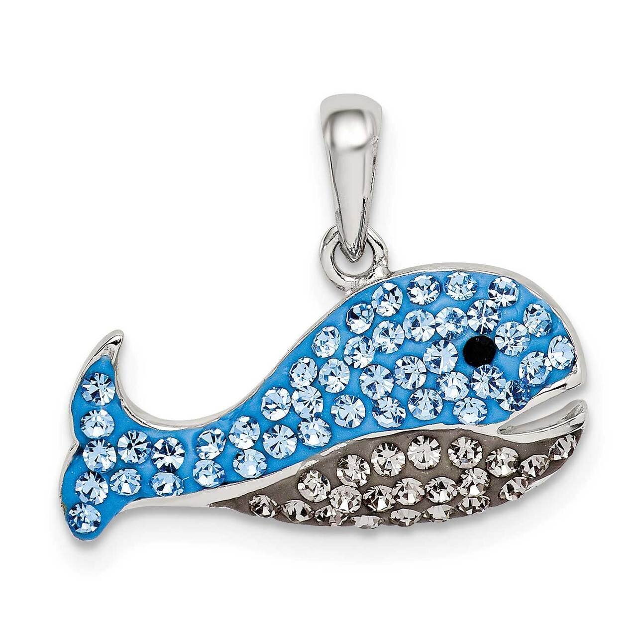 Blue/Grey Preciosa Crystal Whale Pendant Sterling Silver QC9588