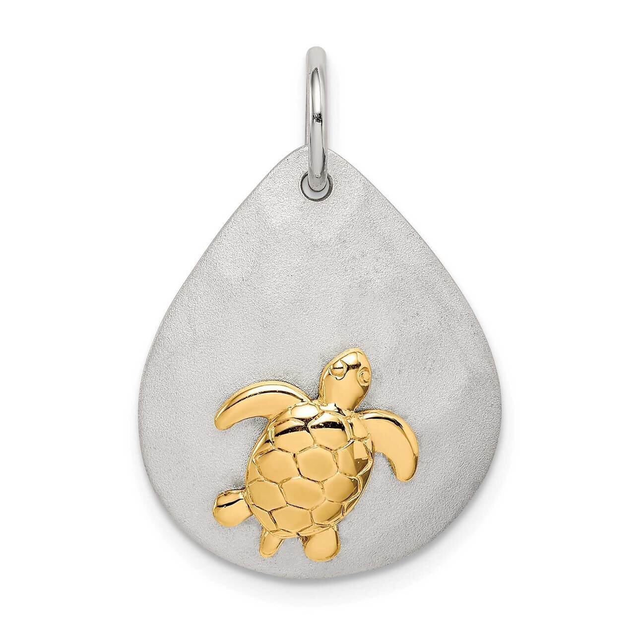 Turtle Brushed Pendant Sterling Silver Gold-tone QC9594, MPN: QC9594, 883957953717