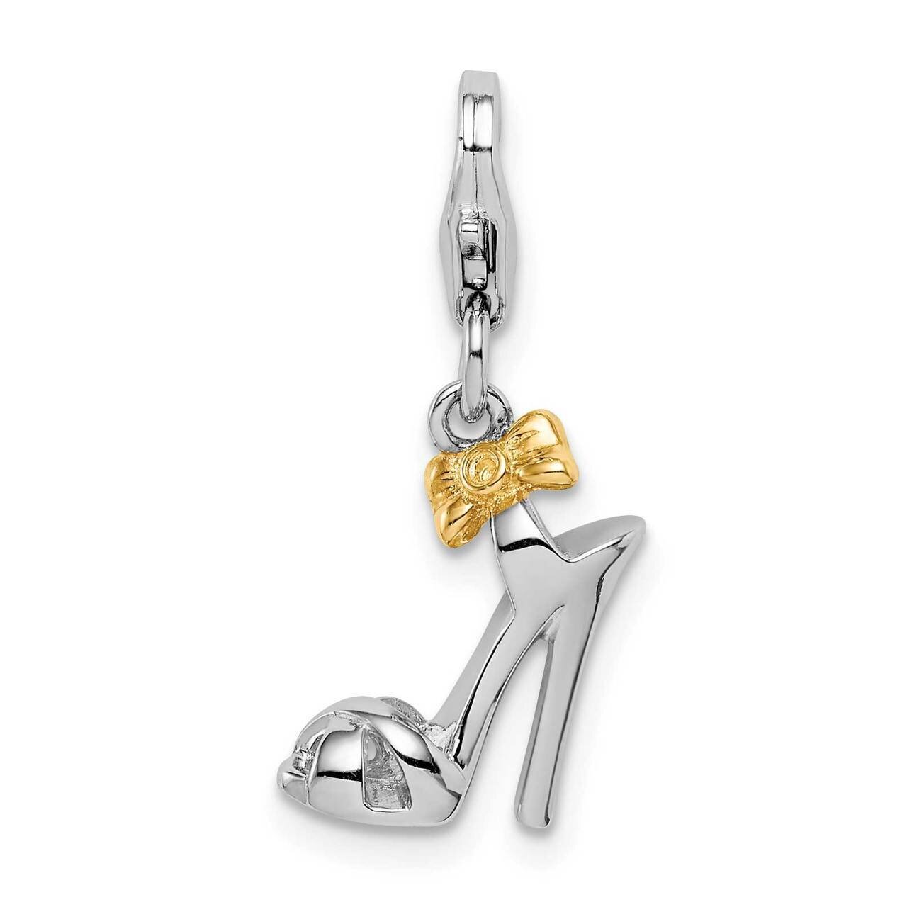 Sterling Silver Rhodium/Gold-plated High Heel with Lobster Clasp Charm Sterling Silver Rhodium Plated QC9606