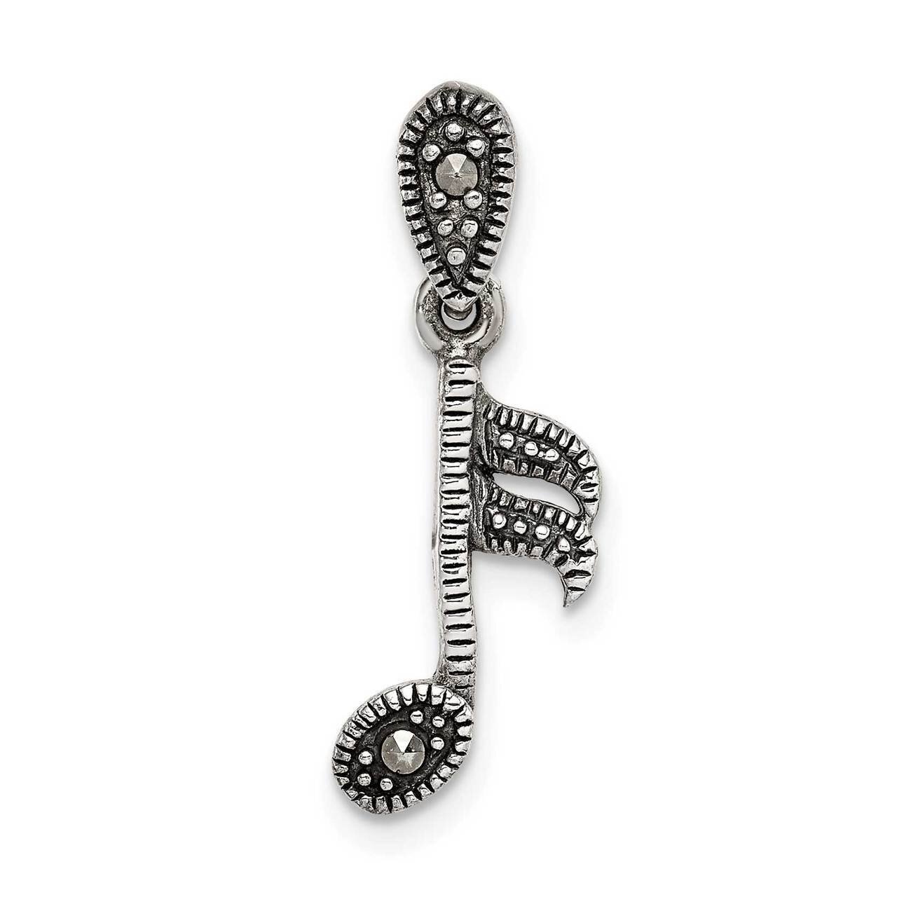 Marcasite Music Note Pendant Sterling Silver Antiqued QC9610, MPN: QC9610,