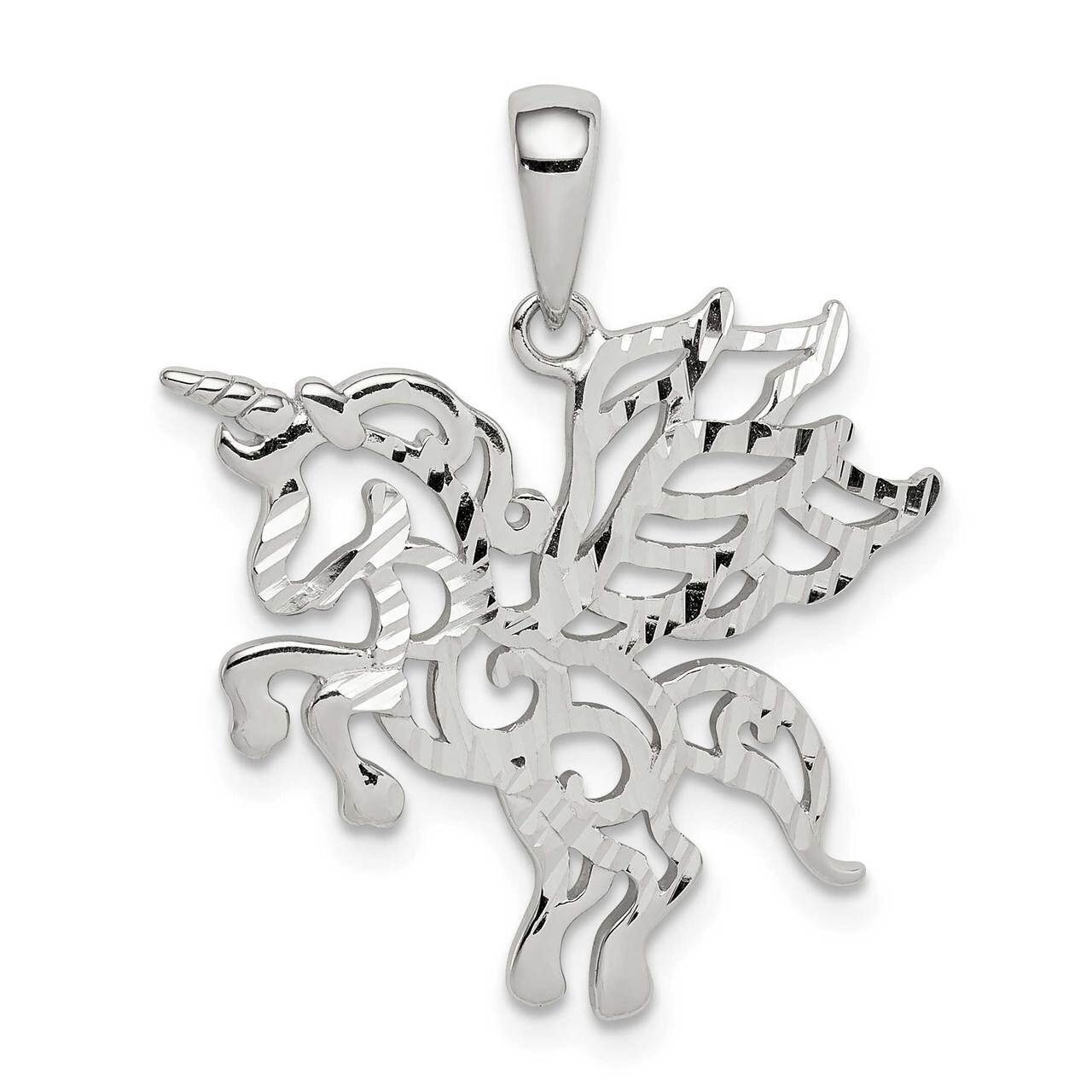 Unicorn Pendant Sterling Silver Diamond-cut QC9611, MPN: QC9611, 886774078458