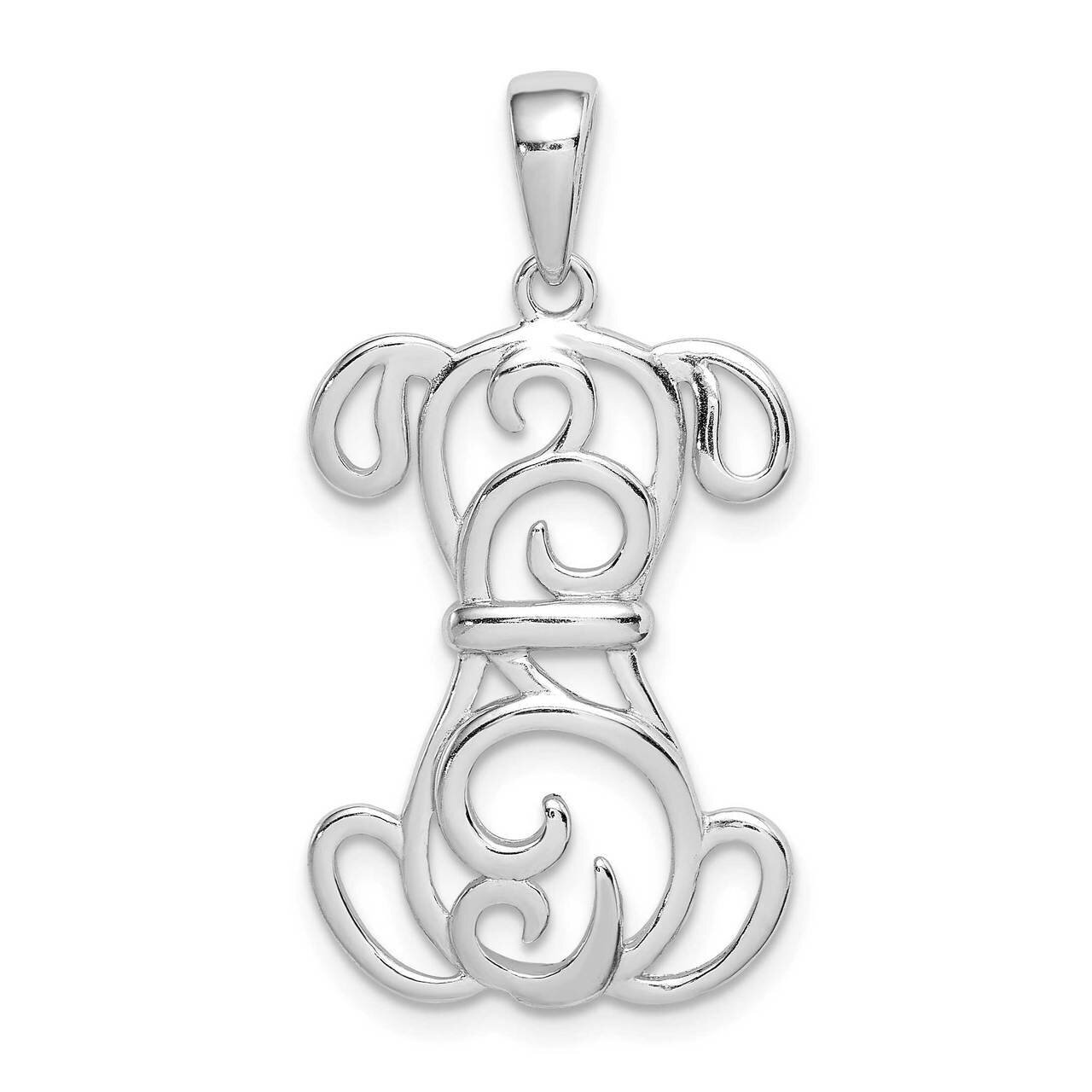 Dog Pendant Sterling Silver Rhodium Plated QC9613, MPN: QC9613, 886774036403