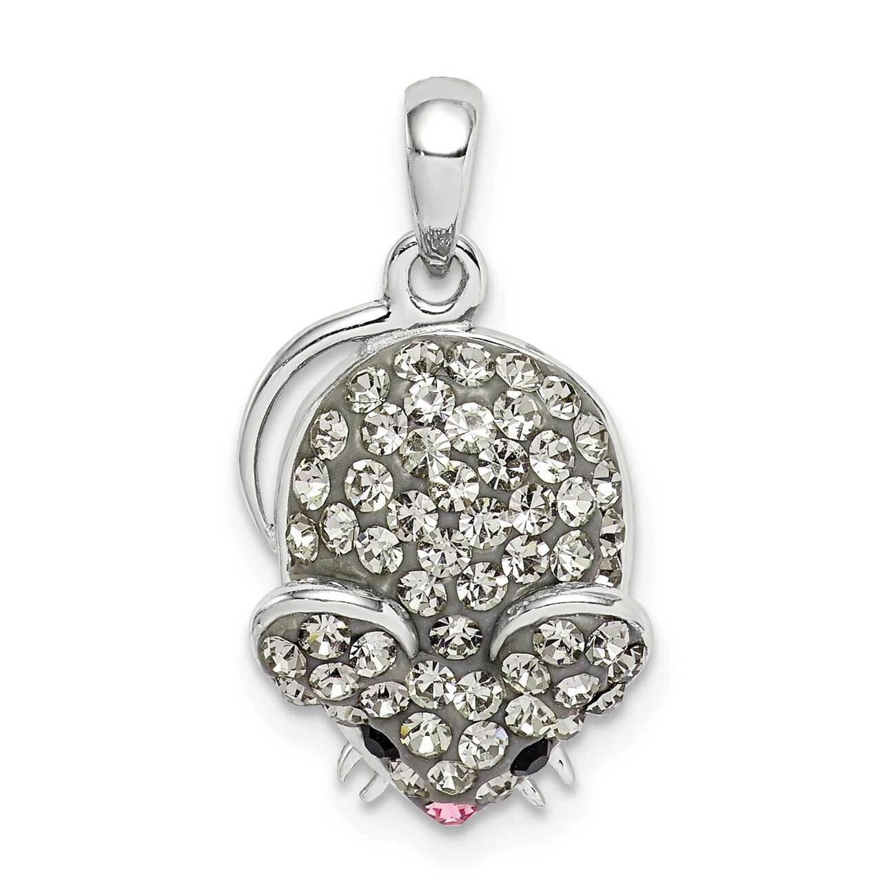Grey Preciosa Crystal Mouse Pendant Sterling Silver QC9622, MPN: QC9622,
