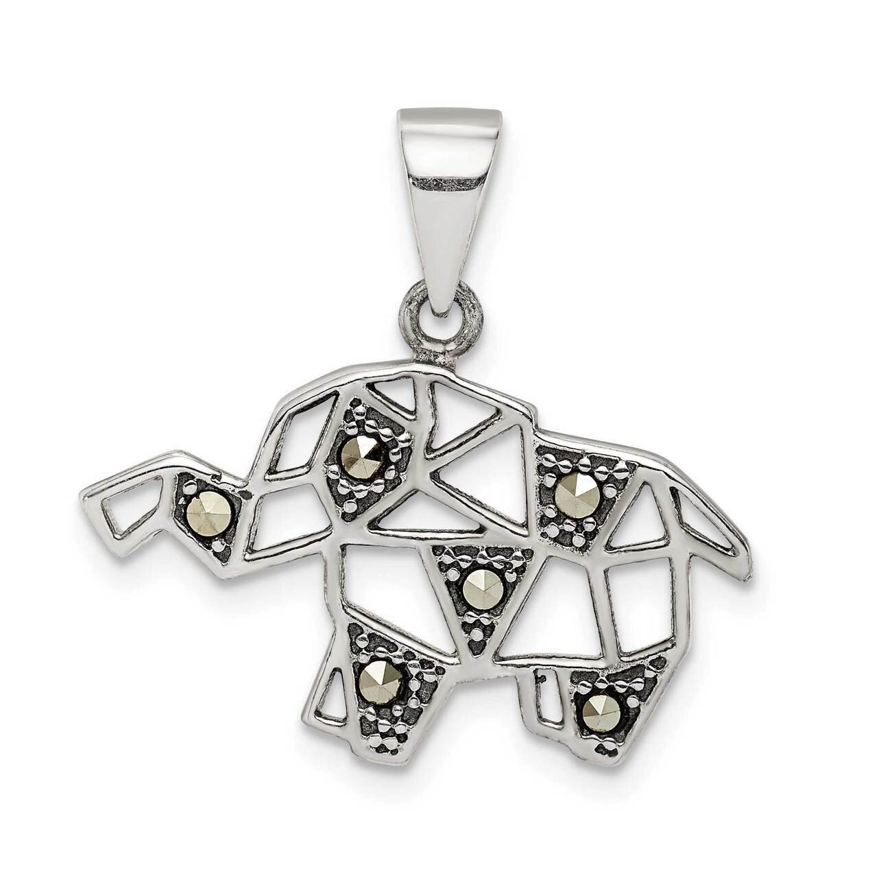 Marcasite Elephant Pendant Sterling Silver Antiqued QC9626, MPN: QC9626,