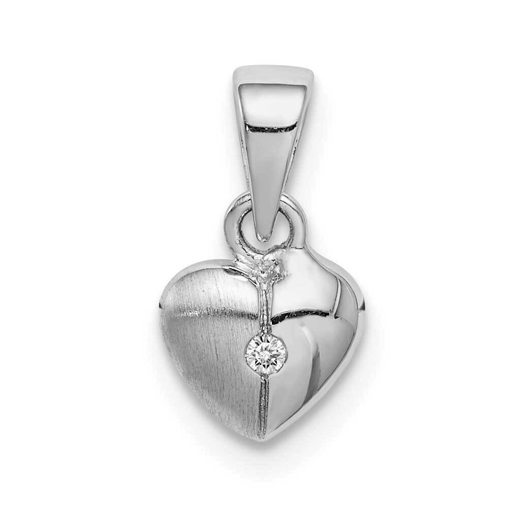 Childs Brushed Heart CZ Diamond Pendant Sterling Silver Rhodium-plated QC9648, MPN: QC9648, 8839578…