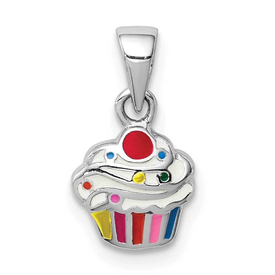Childs Enameled Cupcake Pendant Sterling Silver Rhodium-plated QC9649, MPN: QC9649, 883957181783