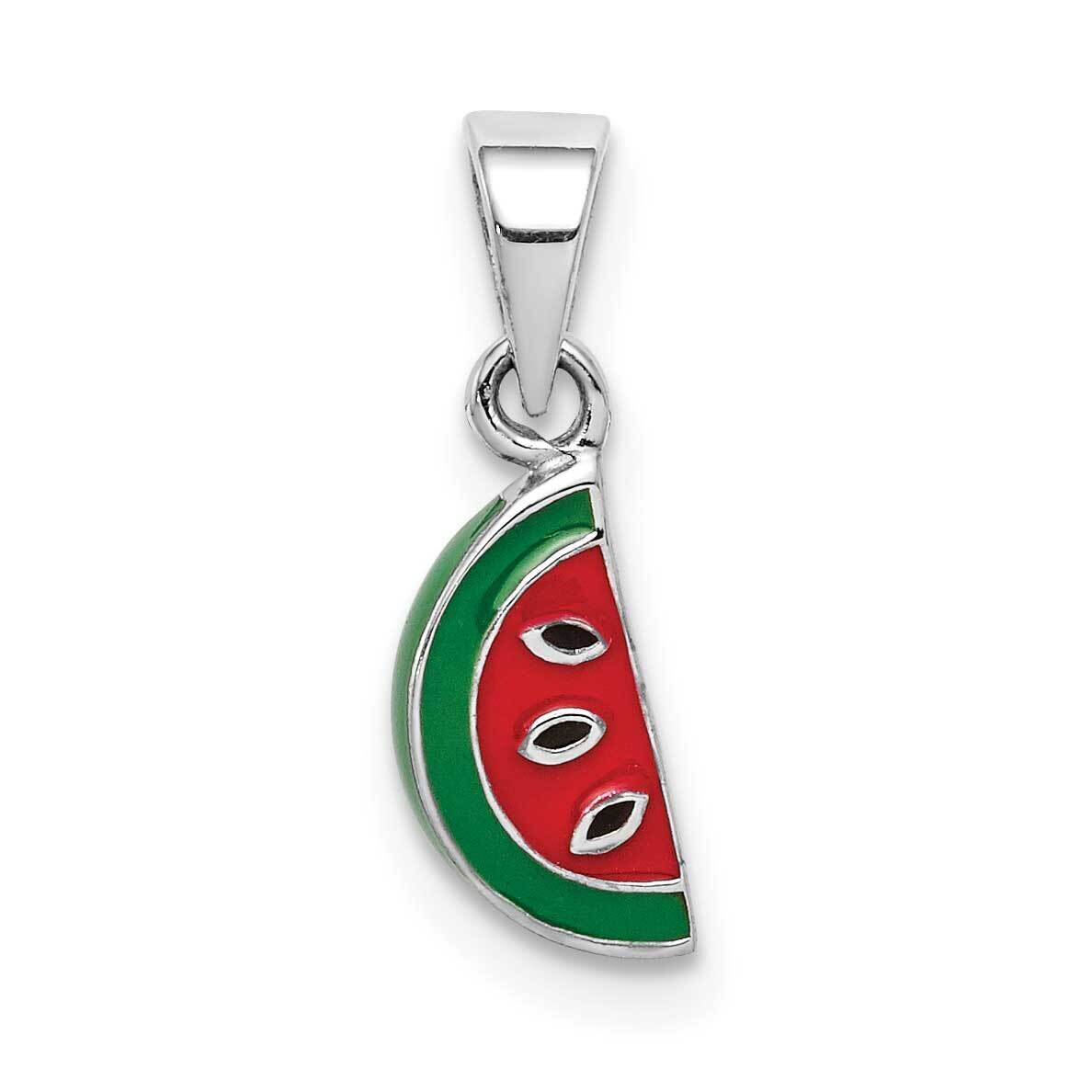 Childs Enameled Watermelon Pendant Sterling Silver Rhodium-plated QC9651, MPN: QC9651, 883957942520