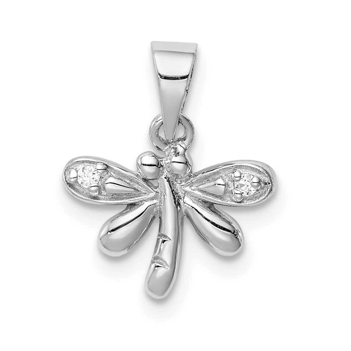 Childs CZ Diamond Dragonfly Pendant Sterling Silver Rhodium-plated QC9654, MPN: QC9654, 886774016023