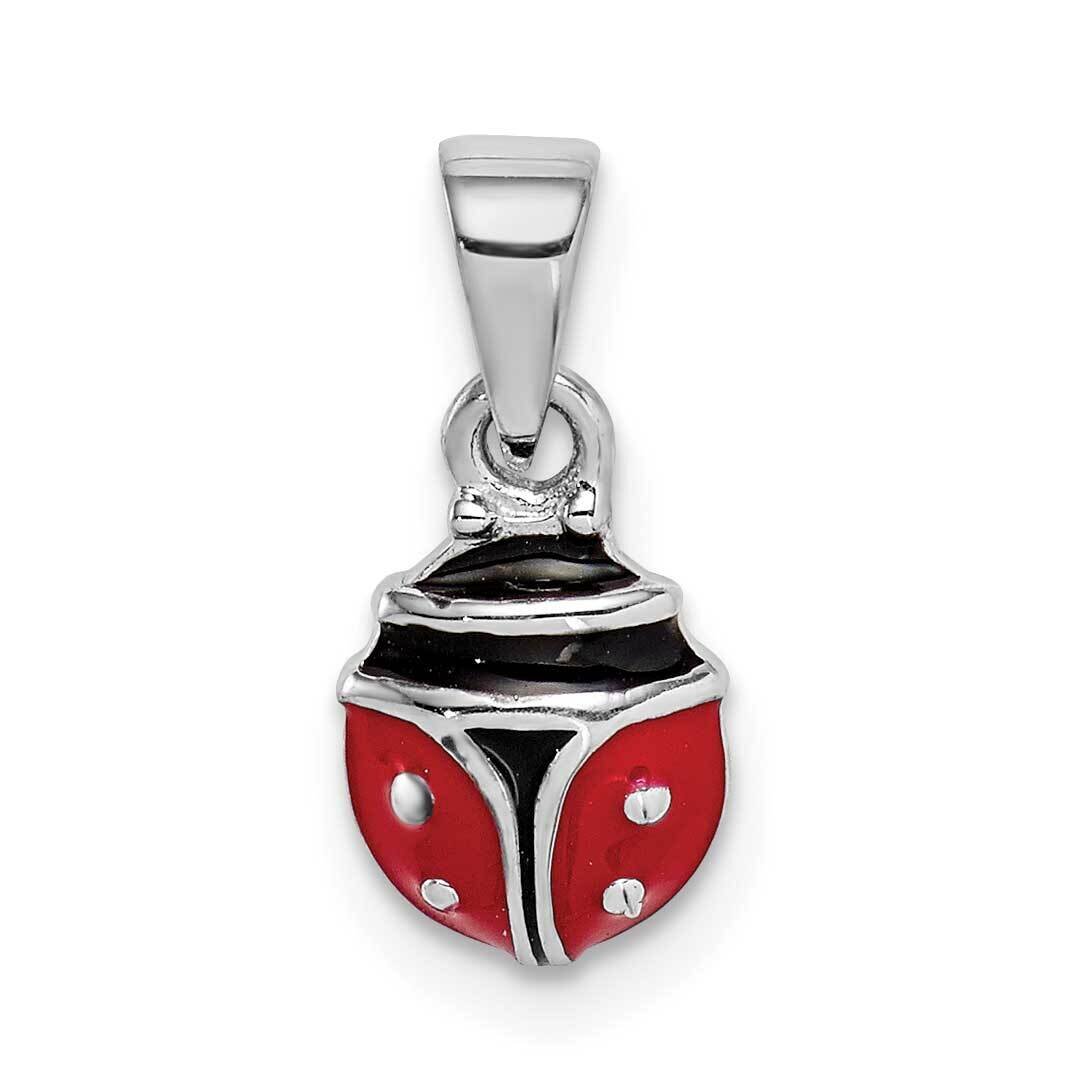 Childs Enameled Lady Bug Pendant Sterling Silver Rhodium-plated QC9655