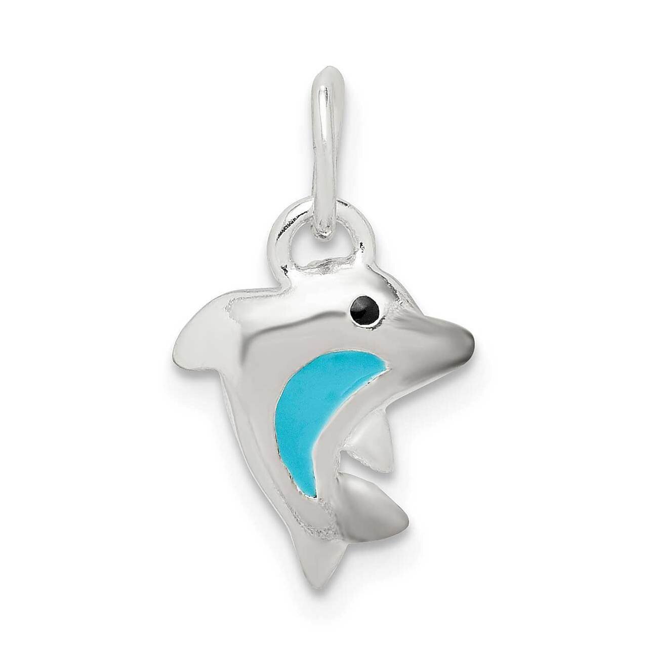 Enamel Polished Dolphin Pendant Sterling Silver QC9656
