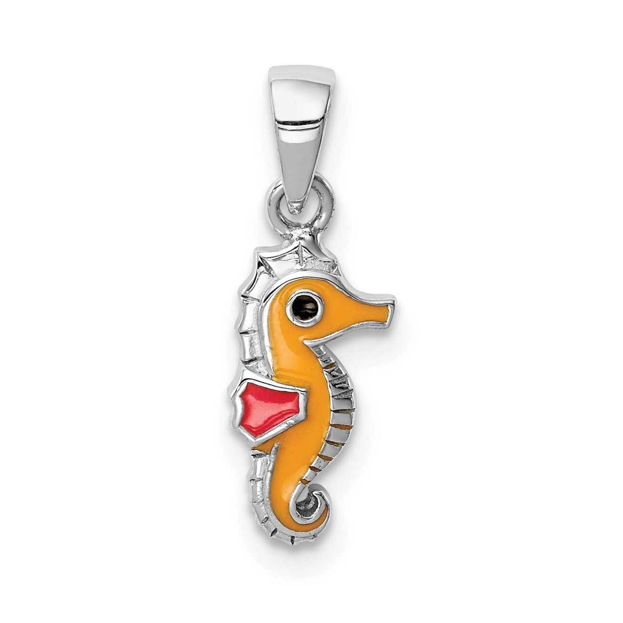 Childs Enameled Seahorse Pendant Sterling Silver Rhodium-plated QC9659