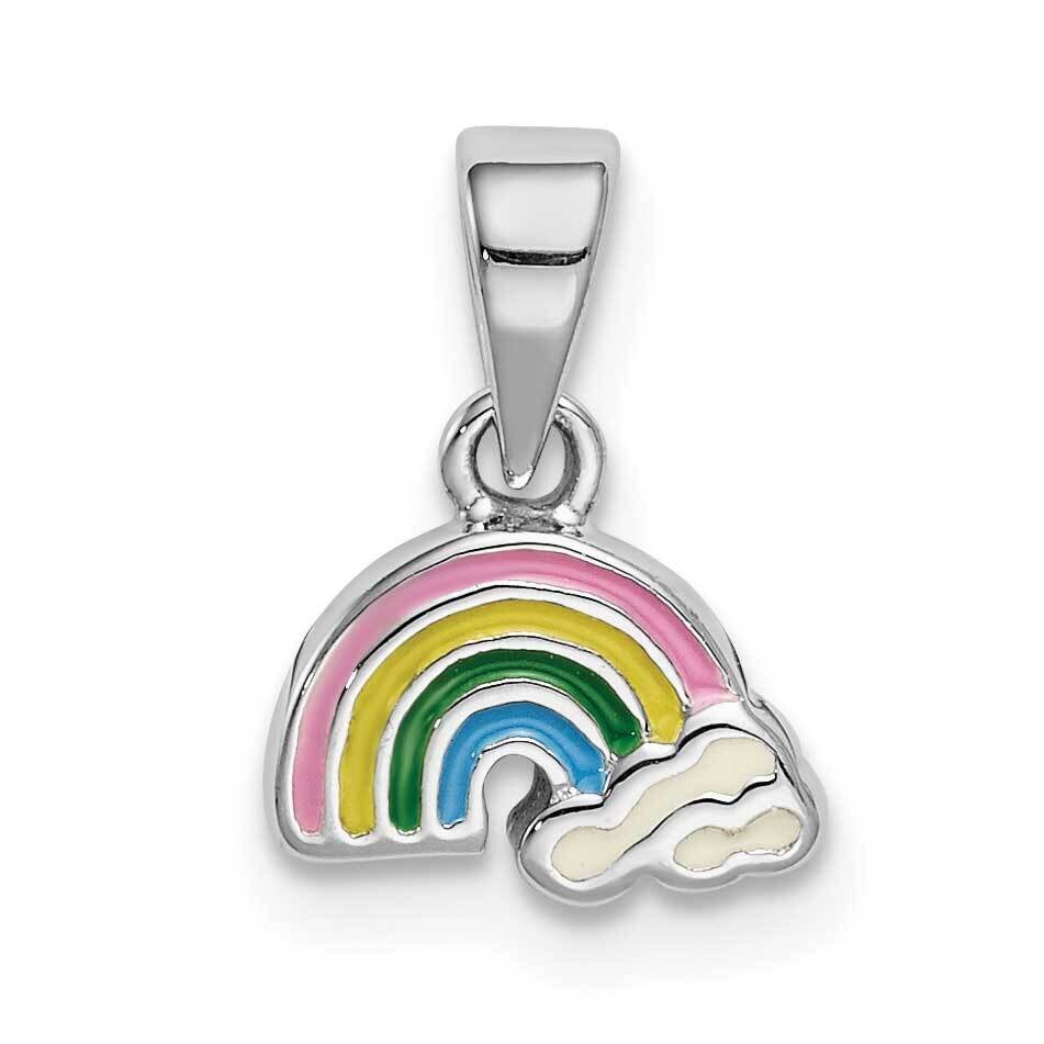 Childs Enameled Rainbow Pendant Sterling Silver Rhodium-plated QC9662