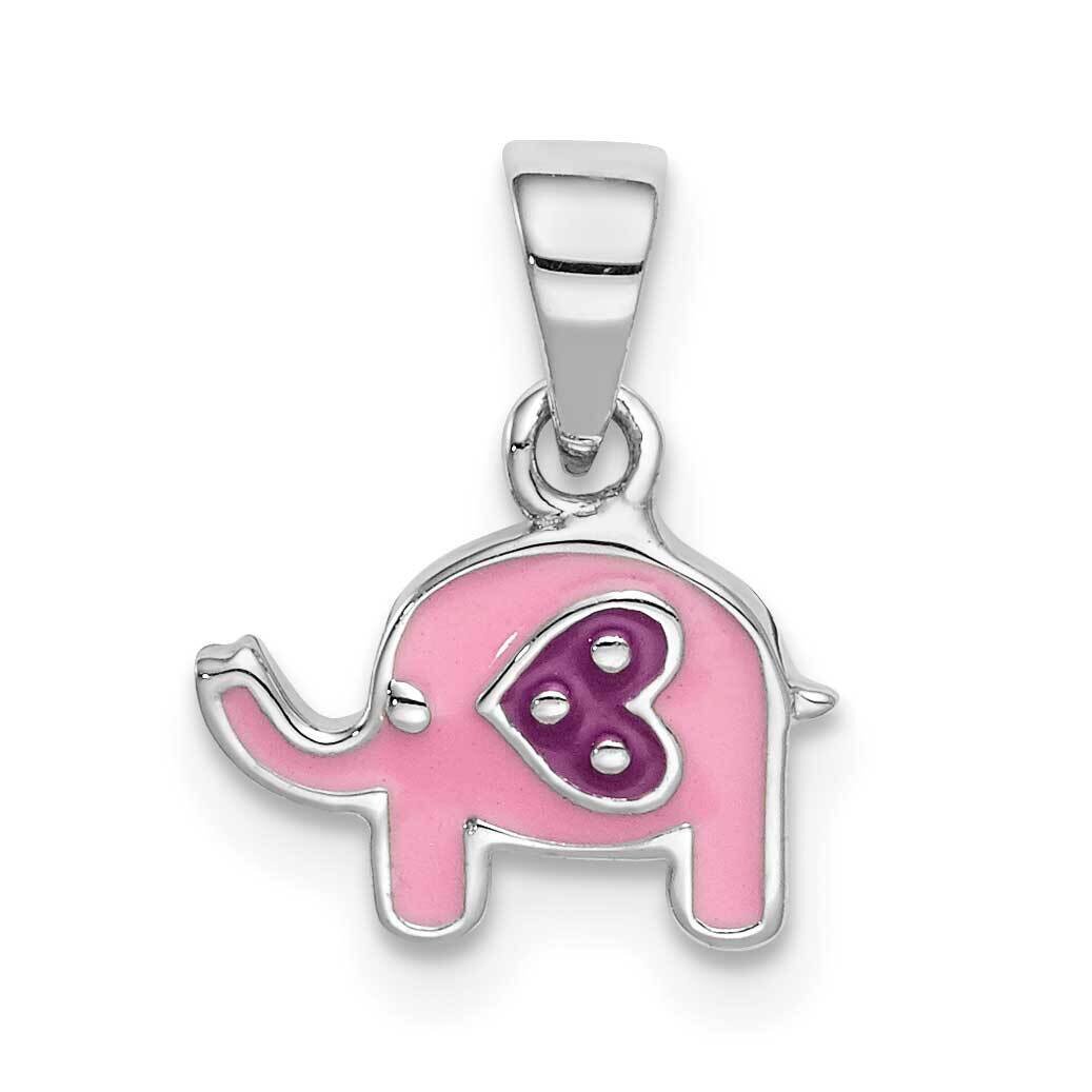 Childs Enameled Pink Elephant Pendant Sterling Silver Rhodium-plated QC9666, MPN: QC9666, 883957942…