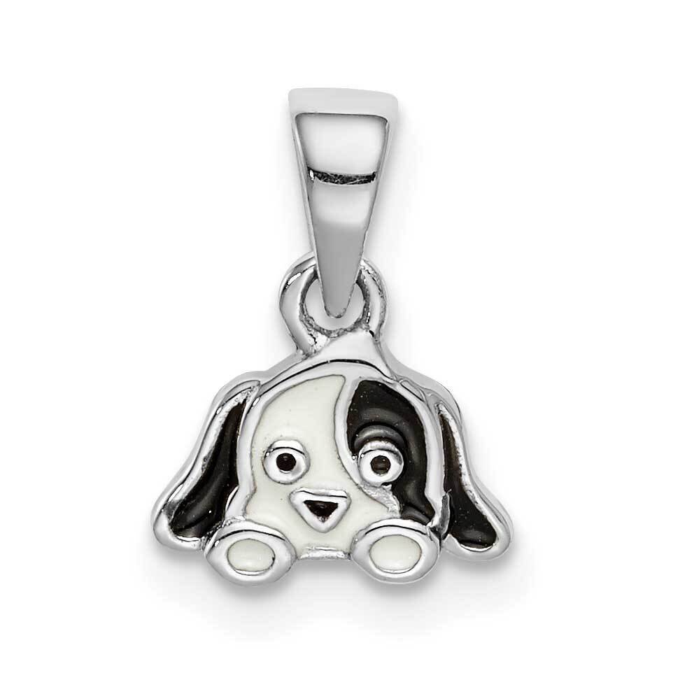 Childs Enameled Puppy Pendant Sterling Silver Rhodium-plated QC9668, MPN: QC9668, 886774006635