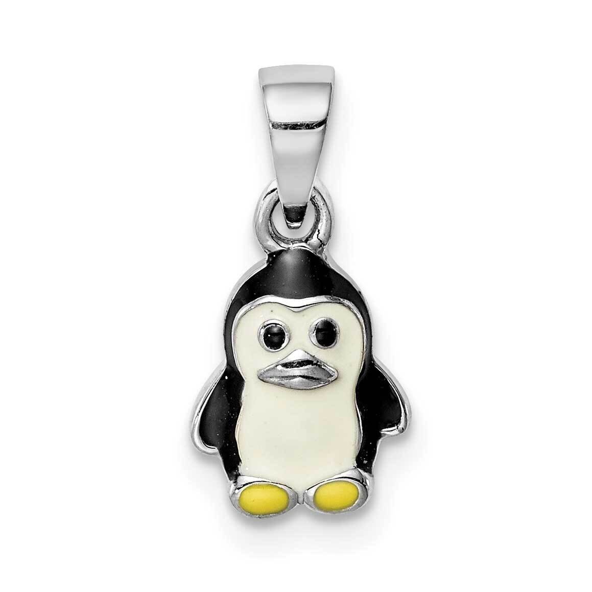 Childs Enameled Penguin Pendant Sterling Silver Rhodium-plated QC9669, MPN: QC9669, 883957834368