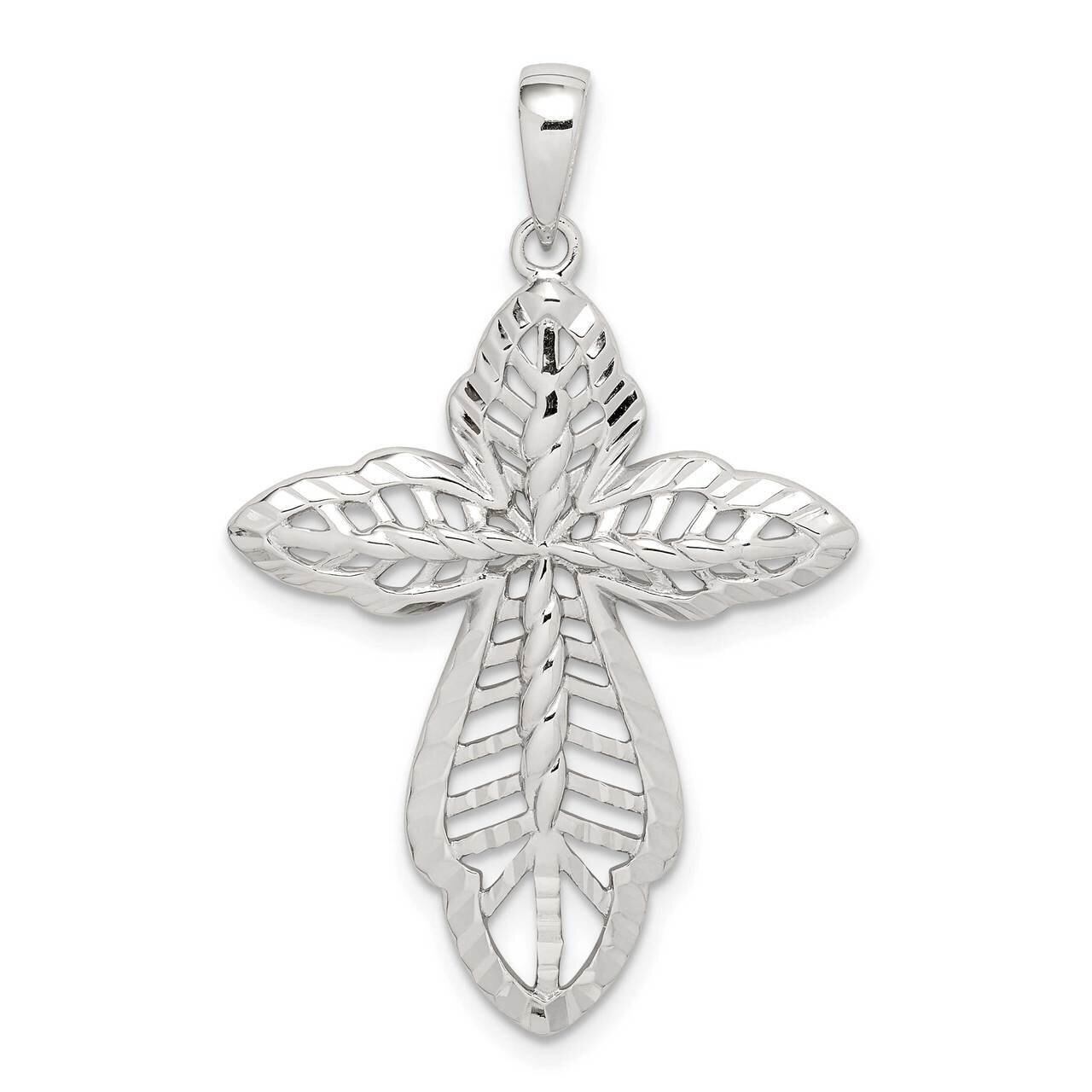 Cross Pendant Sterling Silver Diamond-cut QC9684, MPN: QC9684, 886774096704