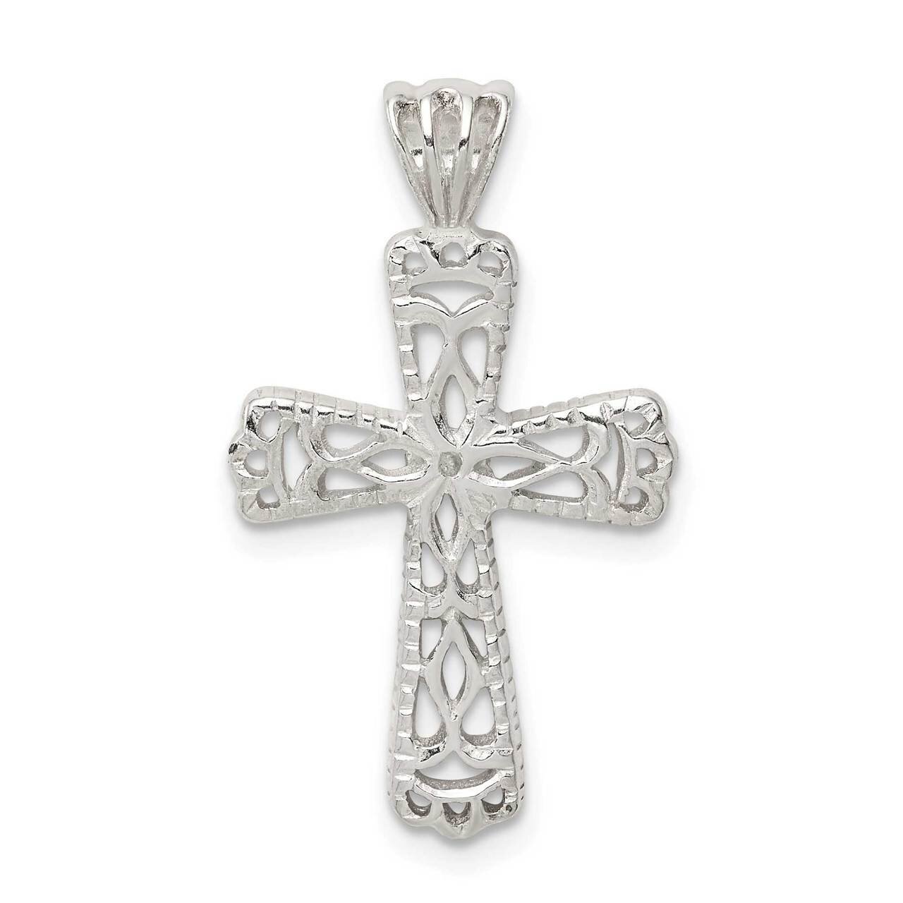 Filigree Textured Cross Pendant Sterling Silver QC9688, MPN: QC9688, 886774012247