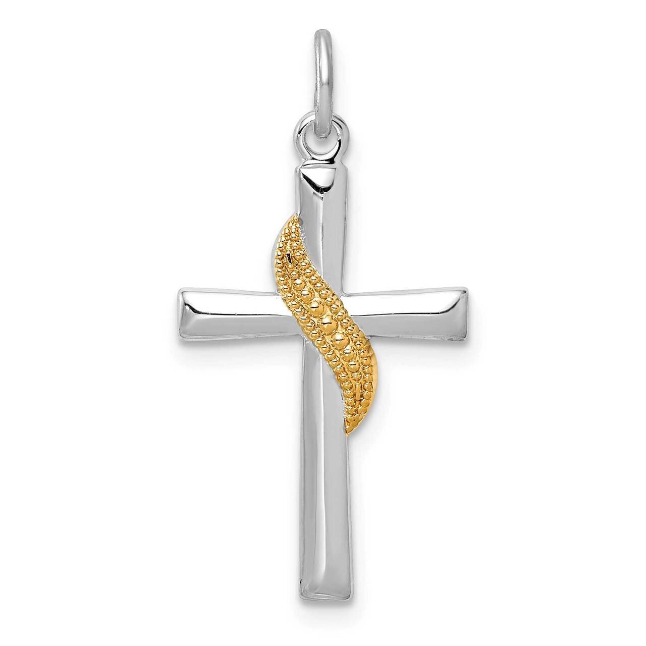 Gold Tone Cross Pendant Sterling Silver Rhodium-plated QC9697