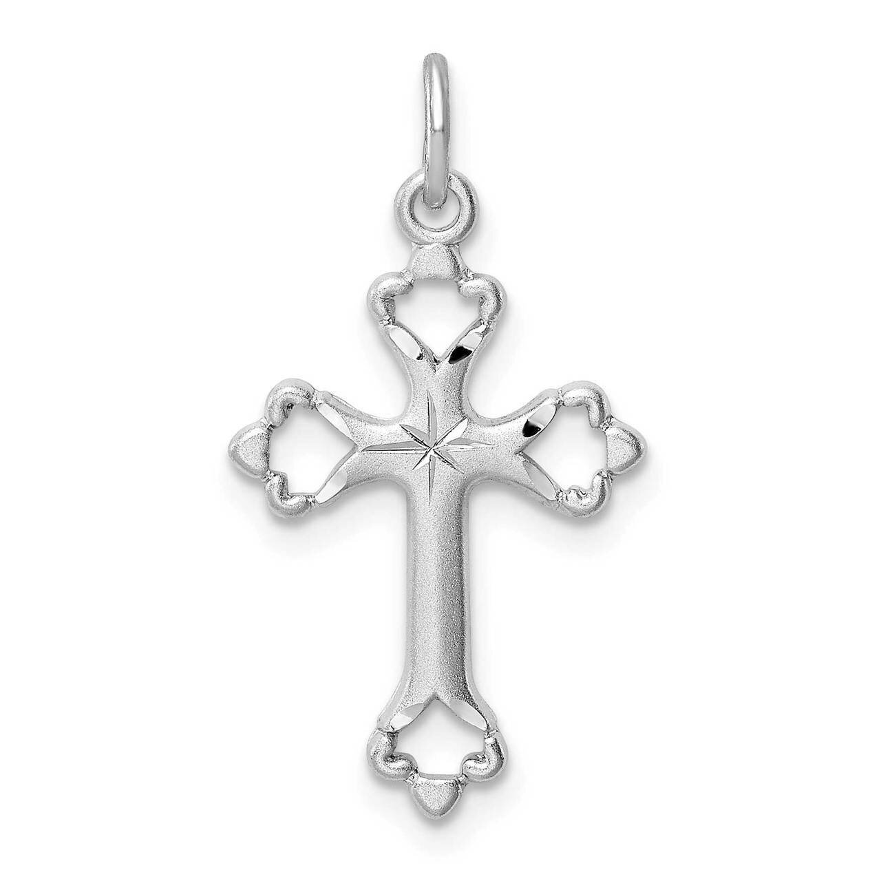 Diamond-Cut Cross Pendant Sterling Silver Rhodium-plated QC9698
