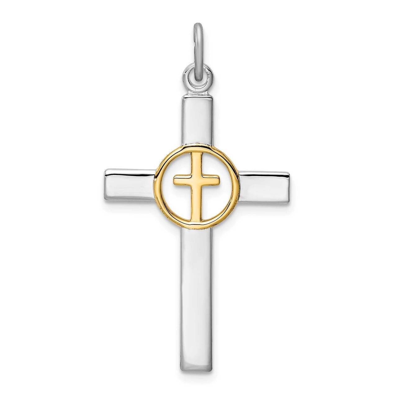 Gold Tone Cross Pendant Sterling Silver Rhodium-plated QC9699, MPN: QC9699, 883957990132