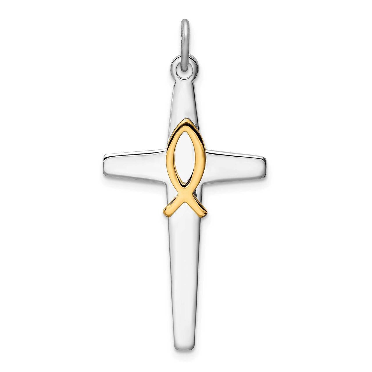 Gold Tone Cross Pendant Sterling Silver Rhodium-plated QC9702, MPN: QC9702, 883957964973