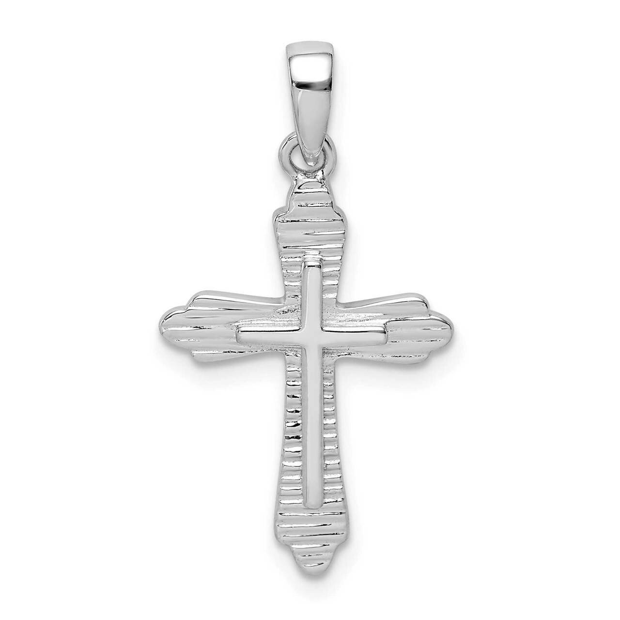 Striped Texture Cross Pendant Sterling Silver Rhodium-plated QC9703, MPN: QC9703, 886774120942