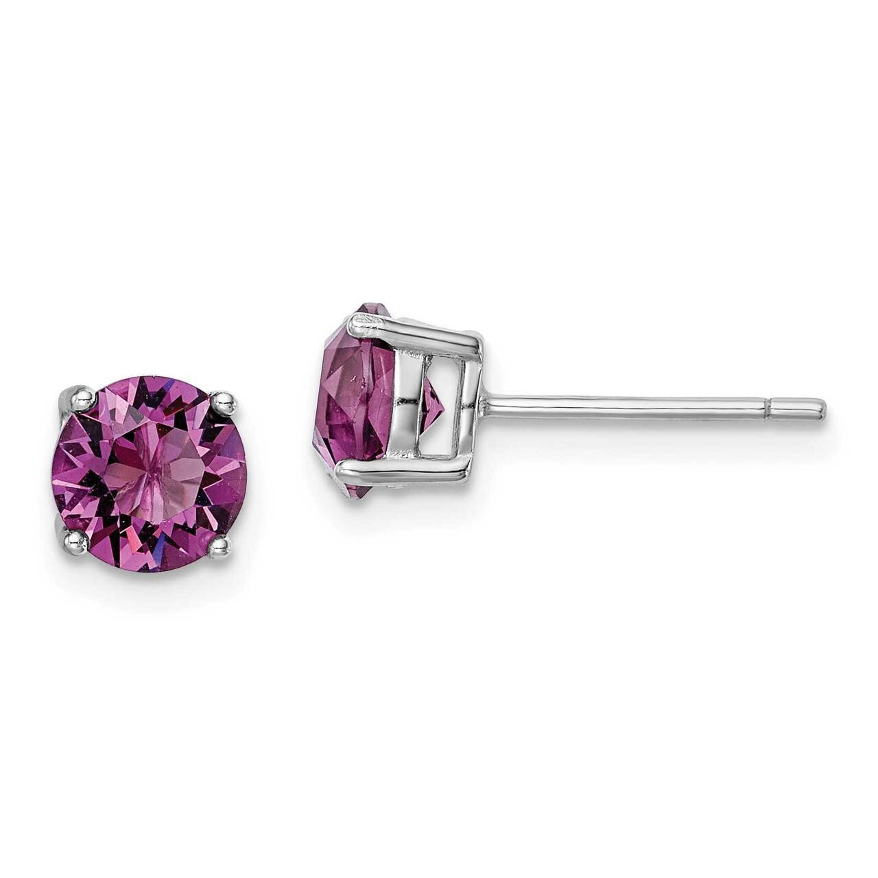 Purple Swarovski Crystal Birthstone Earrings Sterling Silver Rhodium-plated QE14067FEB