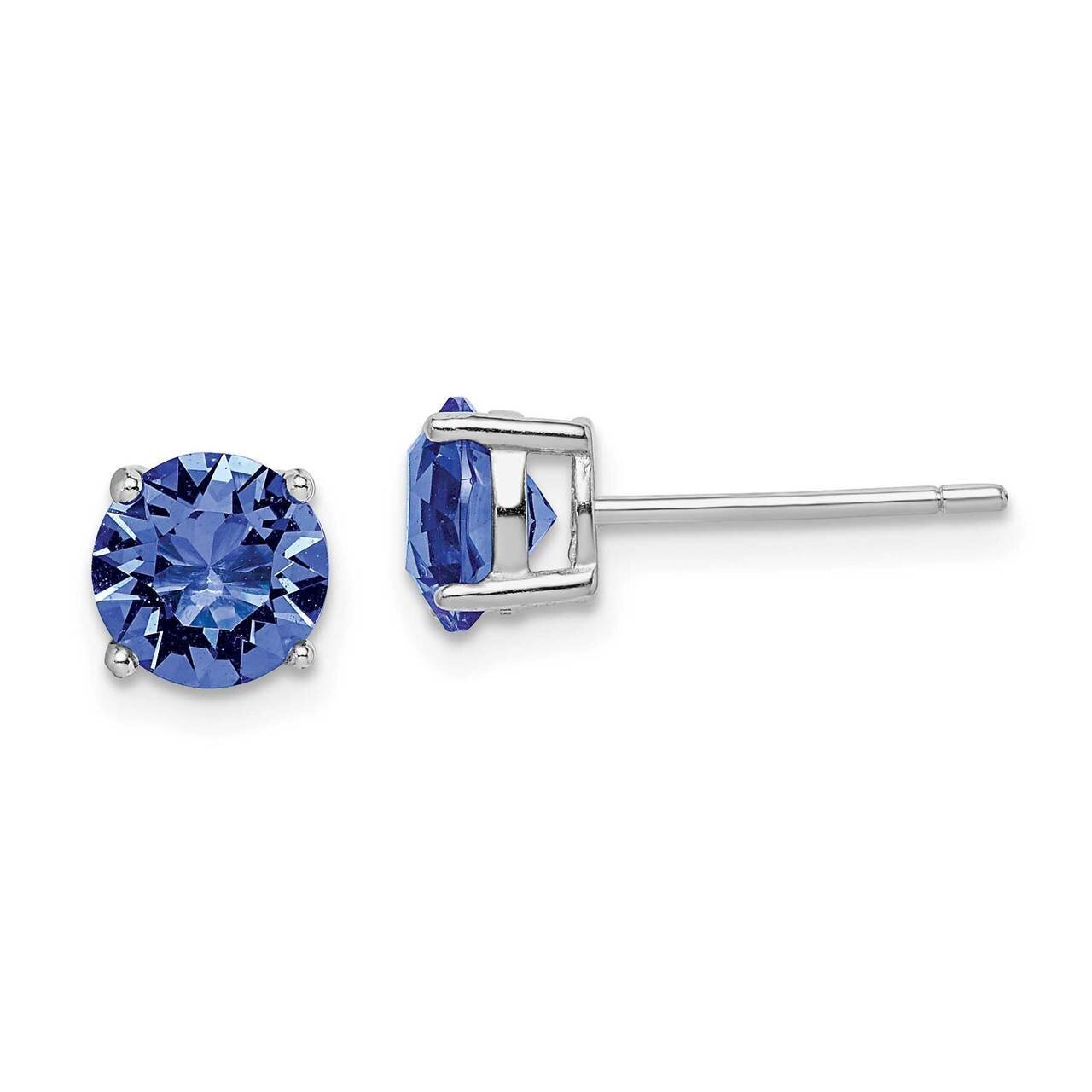 Blue Swarovski Crystal Birthstone Earrings Sterling Silver Rhodium-plated QE14067SEP