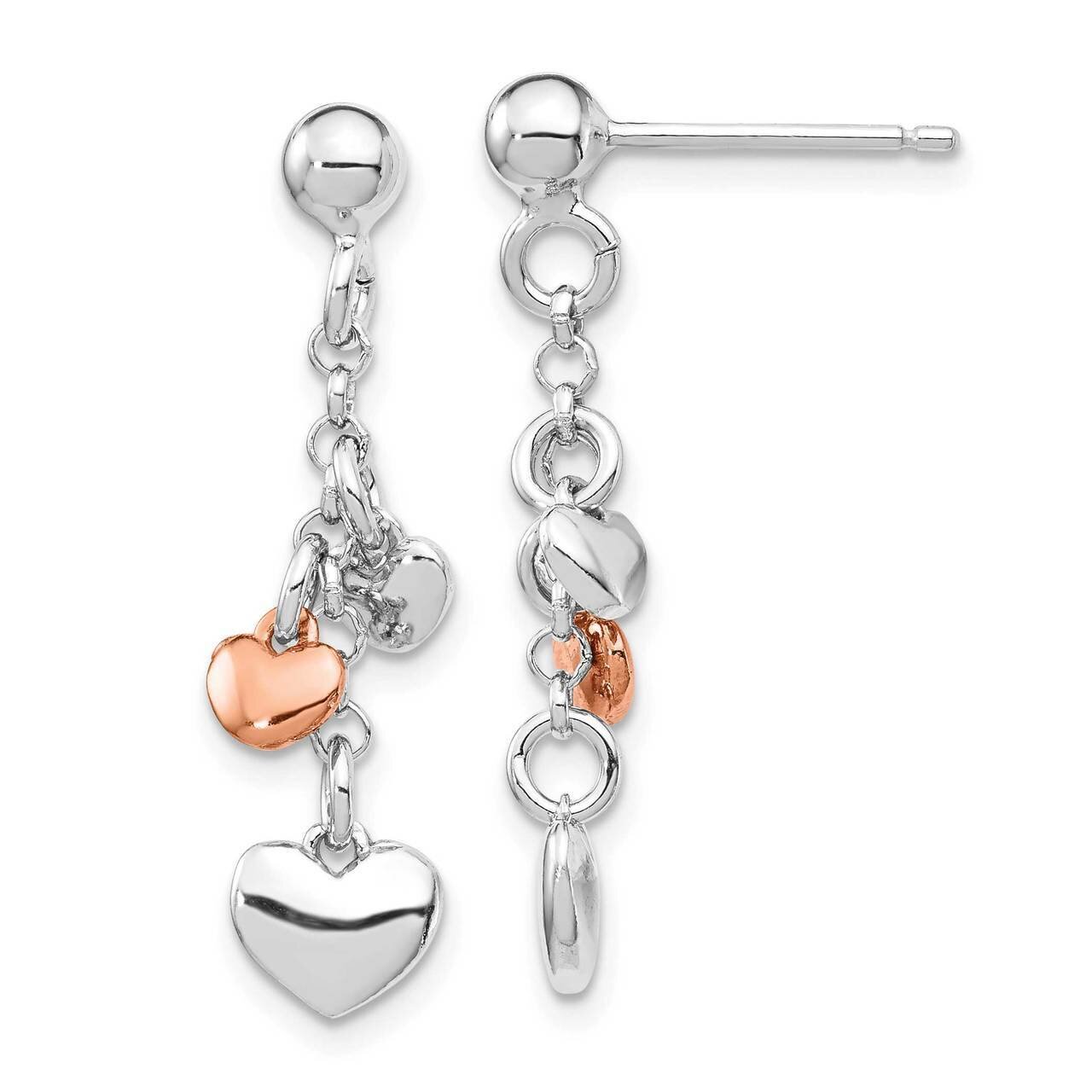 Rose gold-plated Heart Dangle Post Earring Sterling Silver Rhodium-plated QE14081, MPN: QE14081, 88…