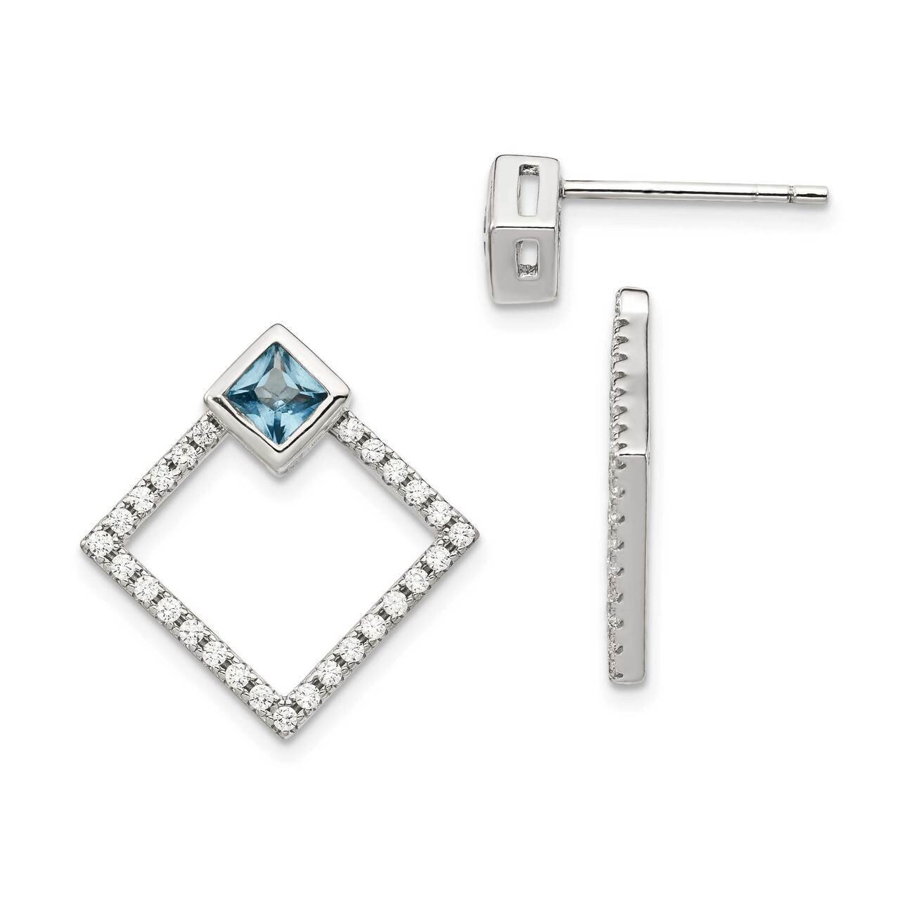 Spinel Dangle Jackets with 5mm Earrings Sterling Silver Rhodium-plated CZ Diamond QE14084, MPN: QE1…