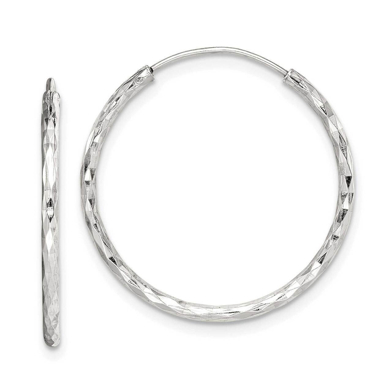 Hoop Earrings Sterling Silver Diamond Cut QE14099
