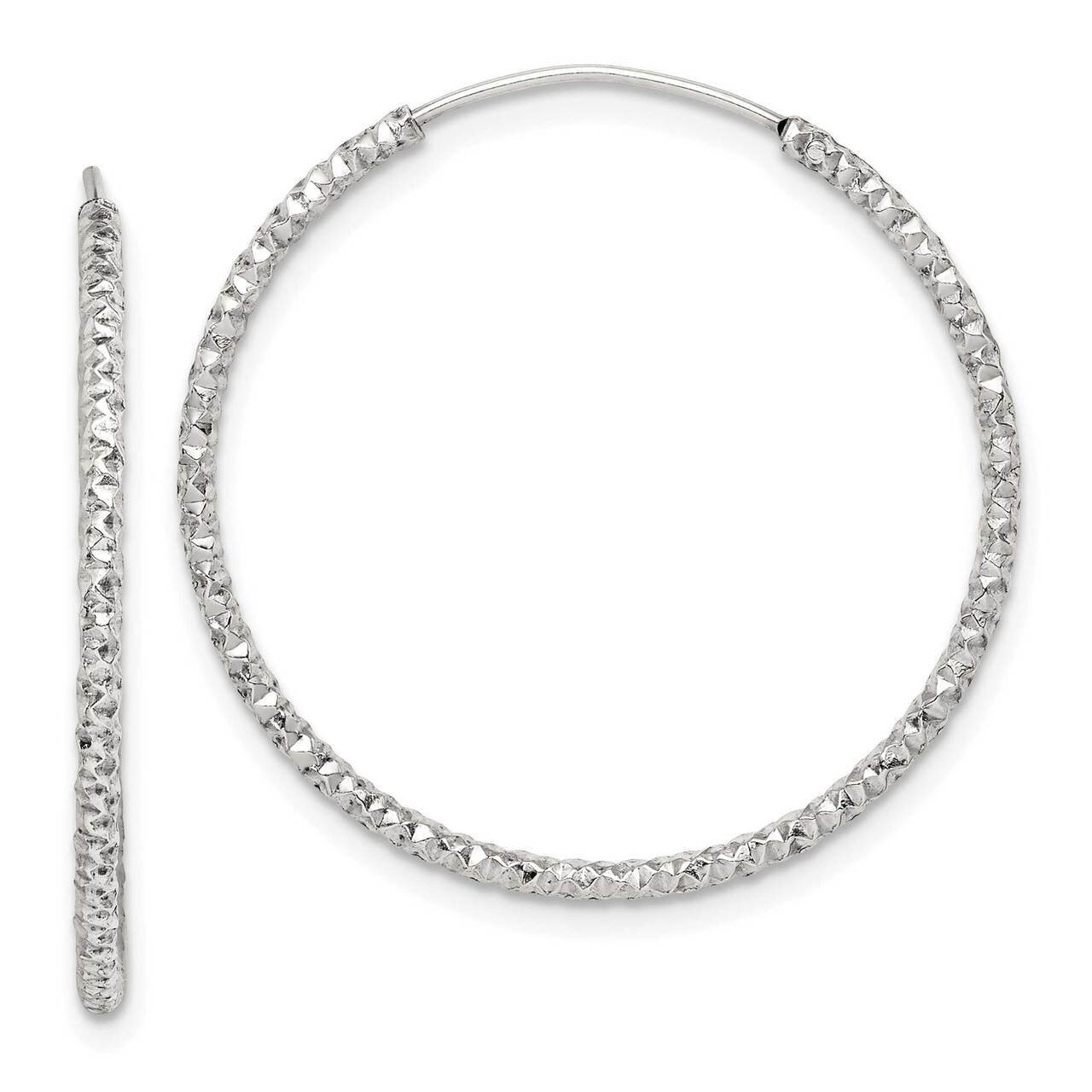 Hoop Earrings Sterling Silver Diamond Cut QE14100, MPN: QE14100, 883957953052
