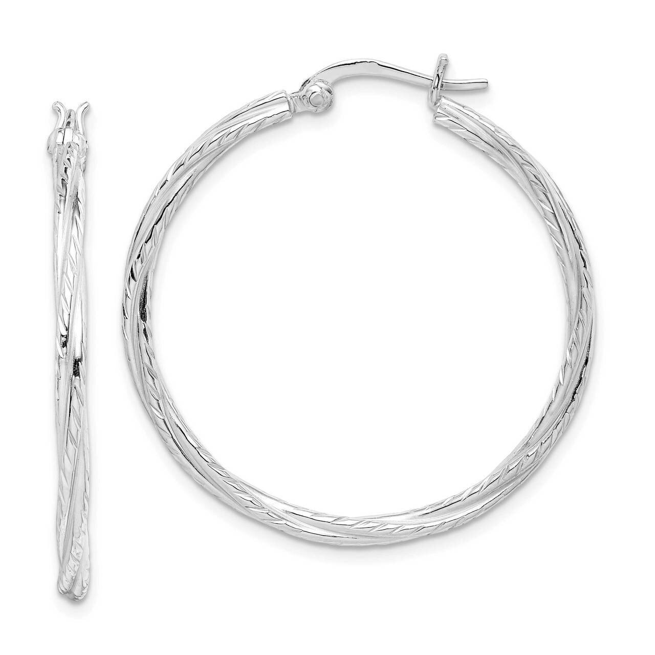 Twisted Hoops Sterling Silver Rhodium Plated QE14101, MPN: QE14101, 886774093741