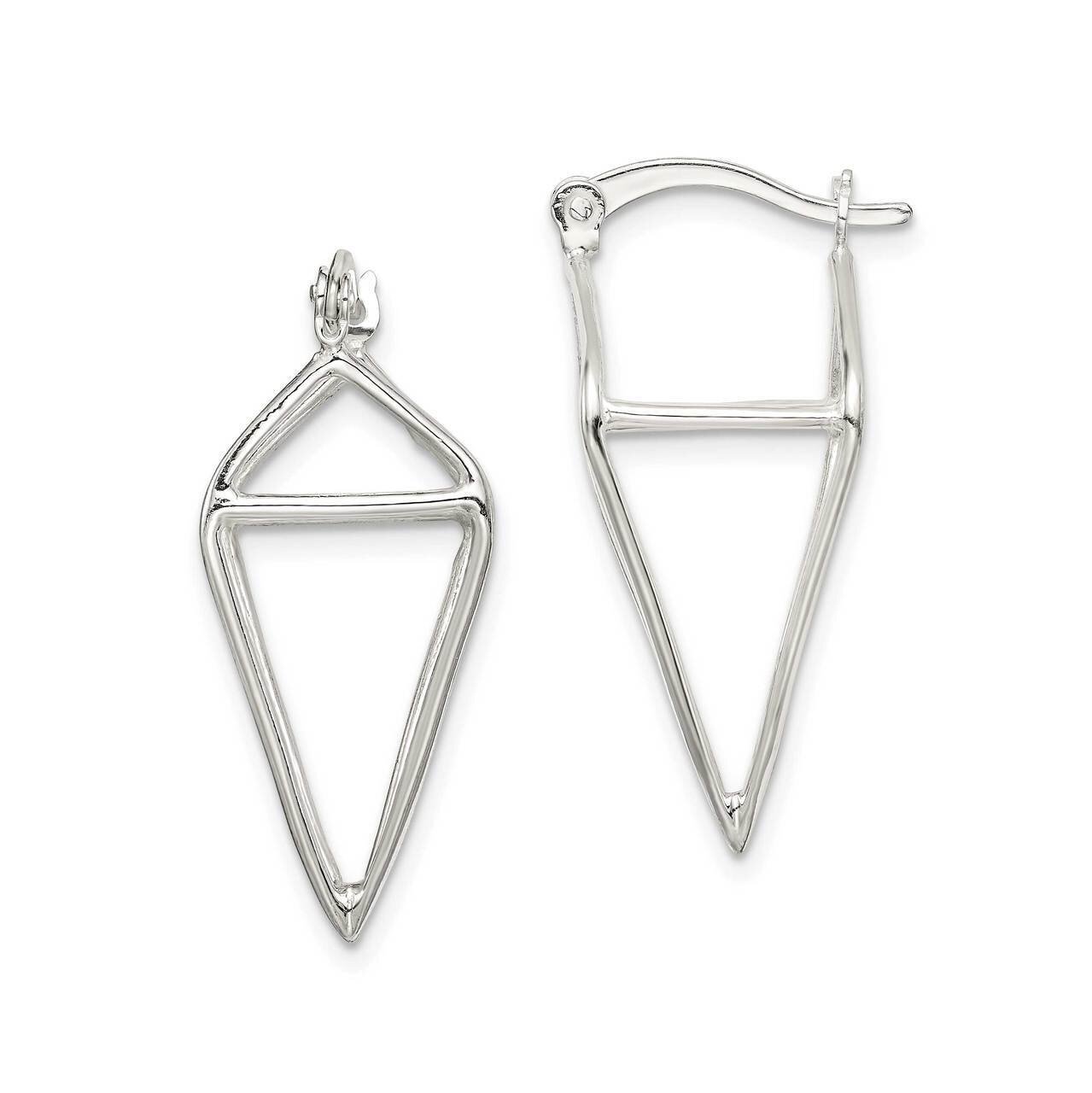 3D Diamond Shape Hoop Earrings Sterling Silver QE14106, MPN: QE14106, 883957939698