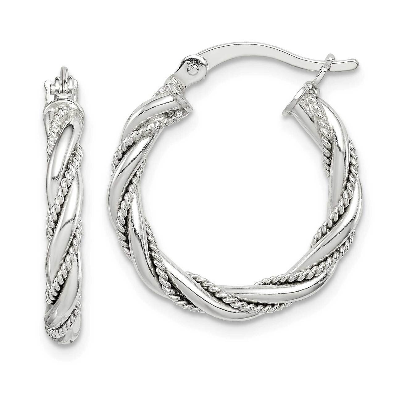 Twisted &amp; Textured Hoop Earrings Sterling Silver QE14117